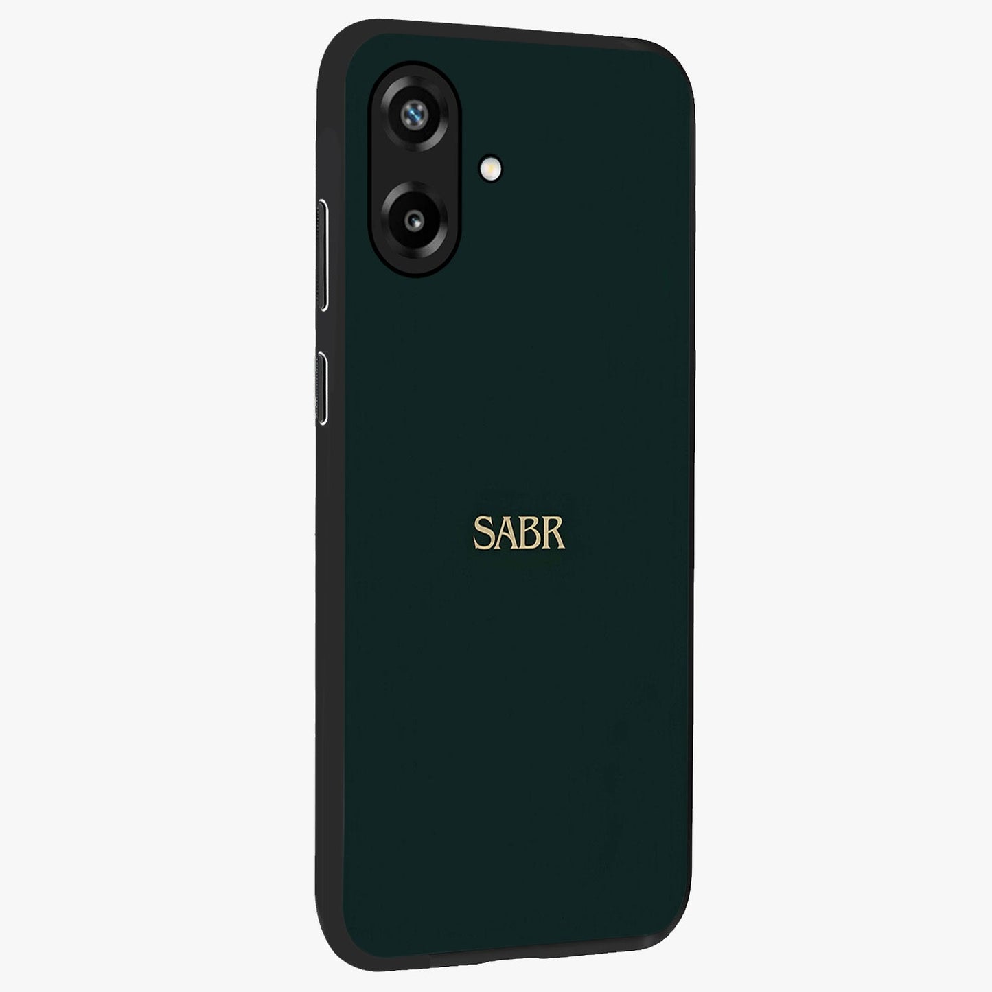 Sabr Minimal Patience Glass Case upright view showcasing calm minimalist artwork with motivational patience theme.