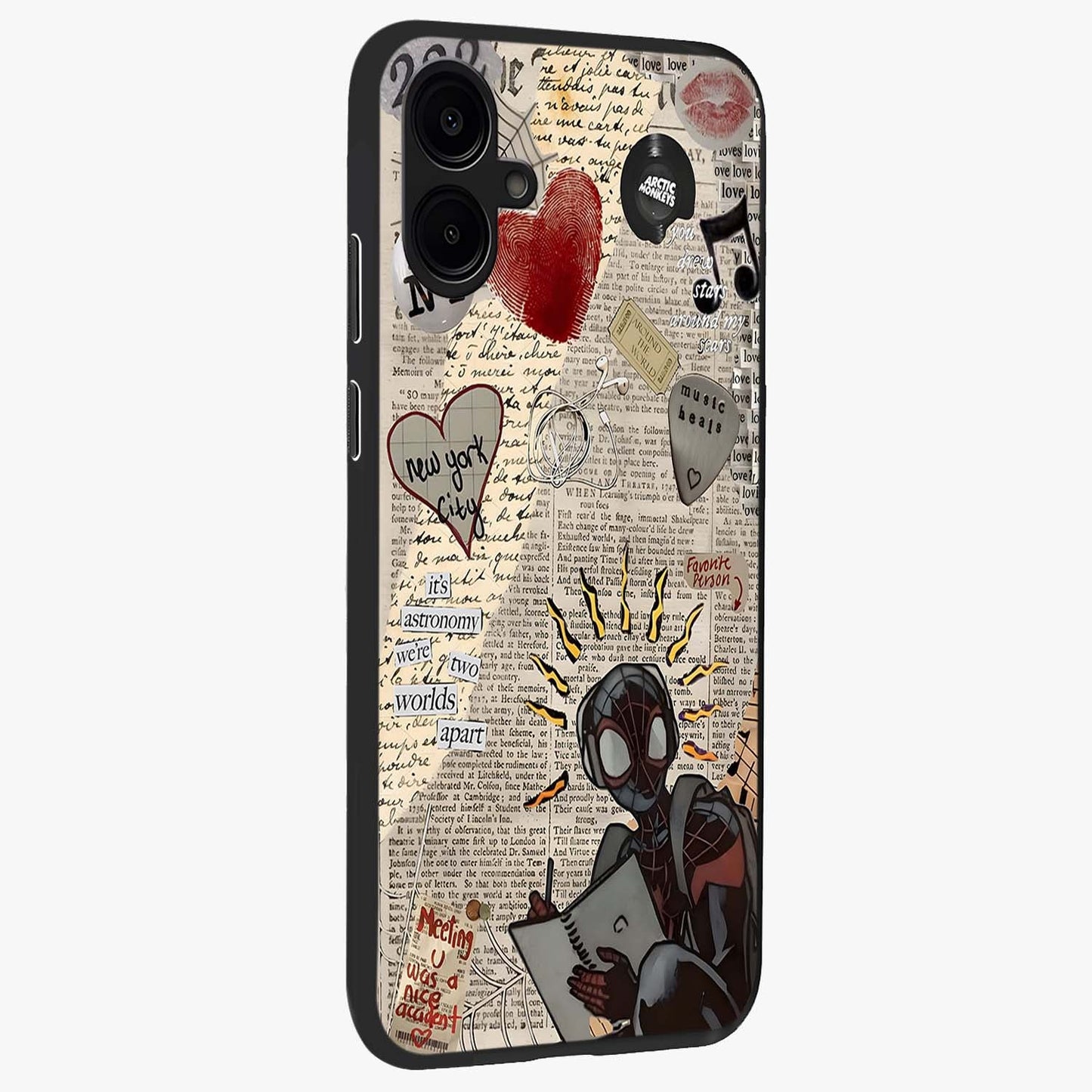 City Dream Sketch Glass Case upright view showcasing urban skyline artwork with stylish hand drawn design.