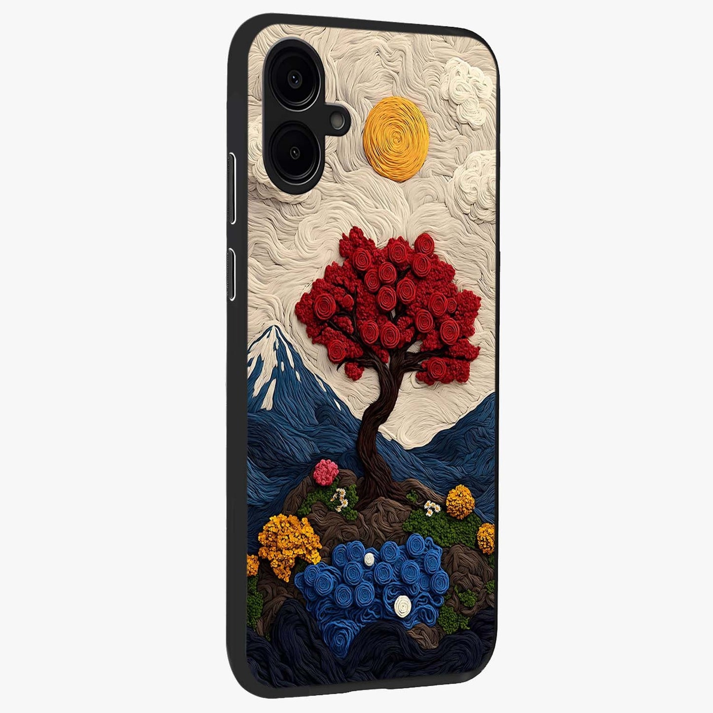 Eternal Nature Tapestry Glass Case upright view showcasing elegant nature tapestry design with decorative style.