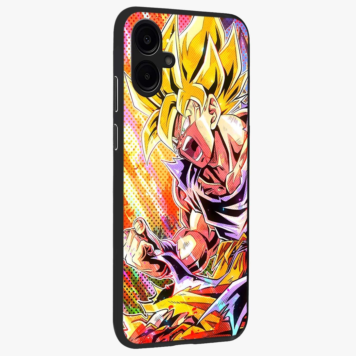 Firing Goku Glass Case upright view showcasing energetic anime artwork with bold warrior theme.