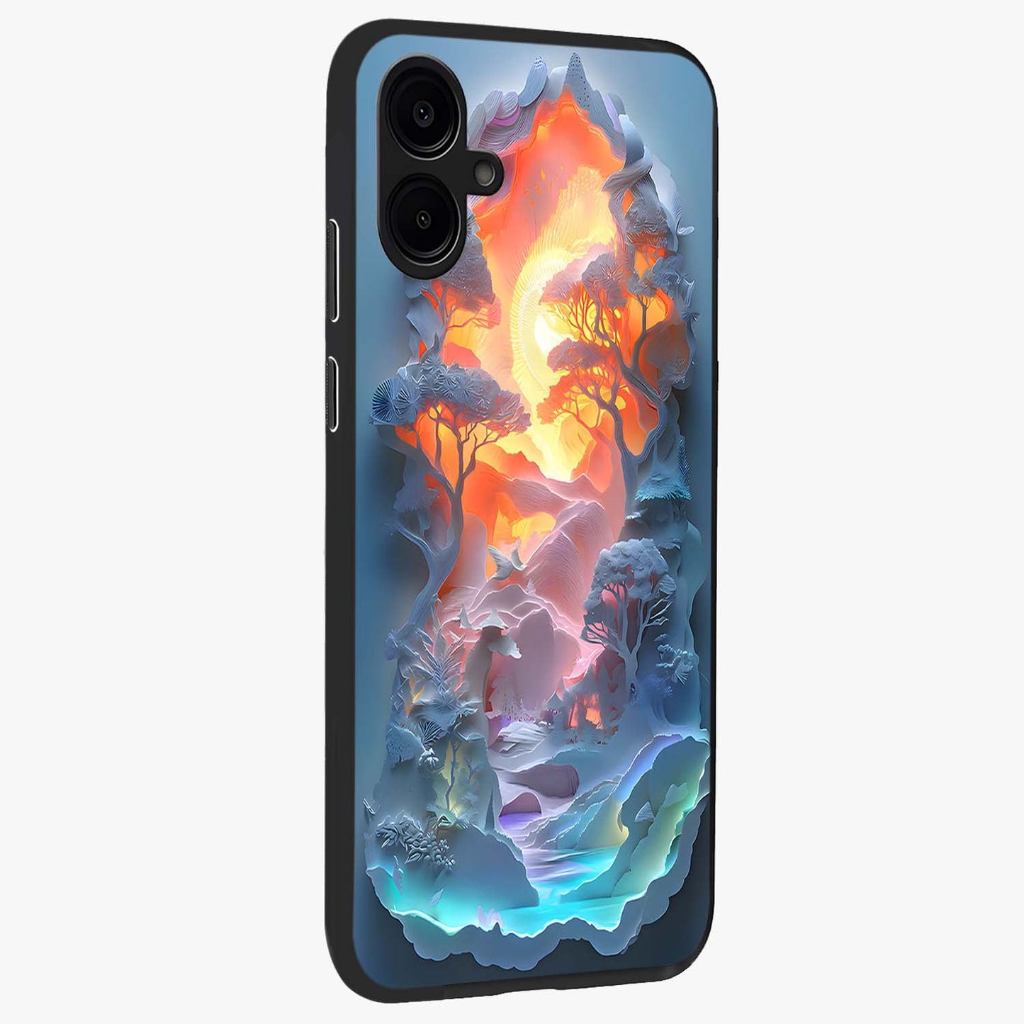 Glow Forest Portal Glass Case upright view showcasing enchanted forest portal artwork with fantasy nature theme.