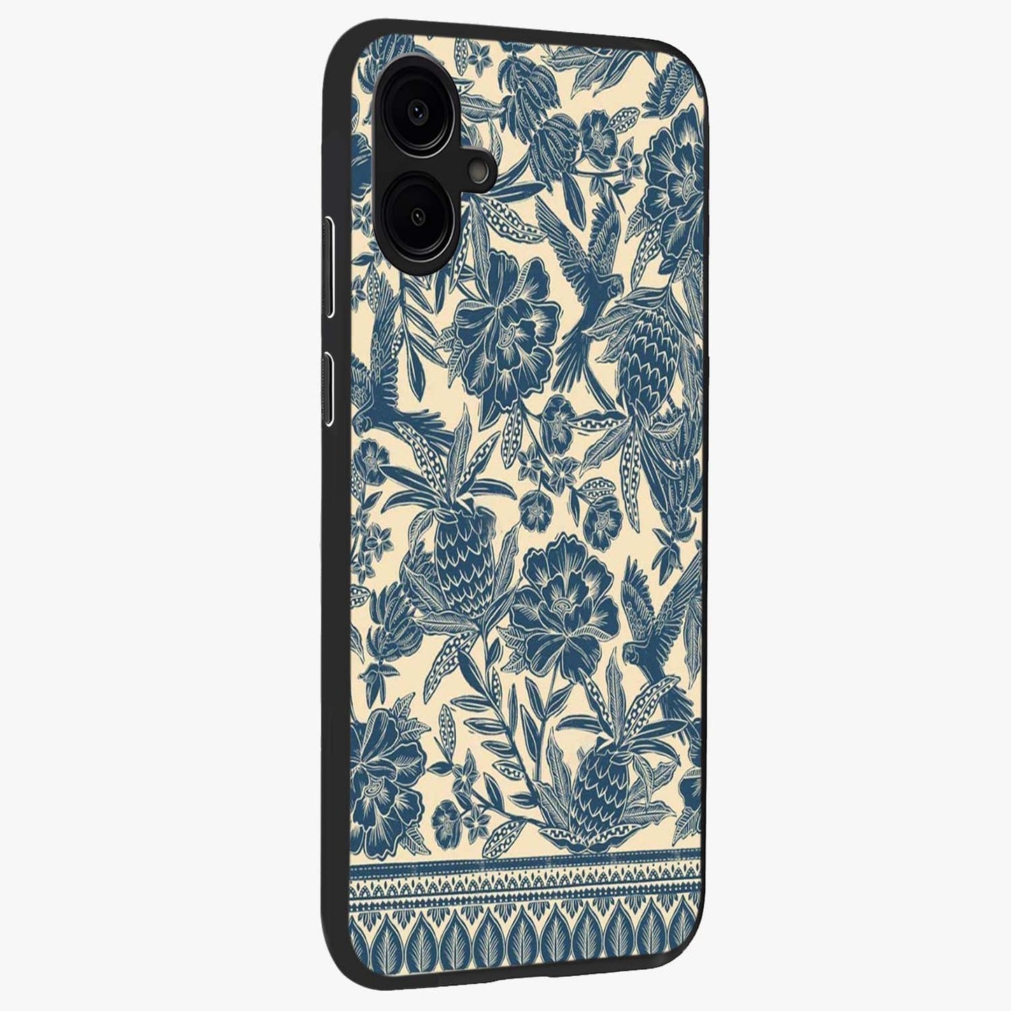 Heirloom Wild Bloom Glass Case upright view showcasing delicate wildflower artwork with timeless floral theme.