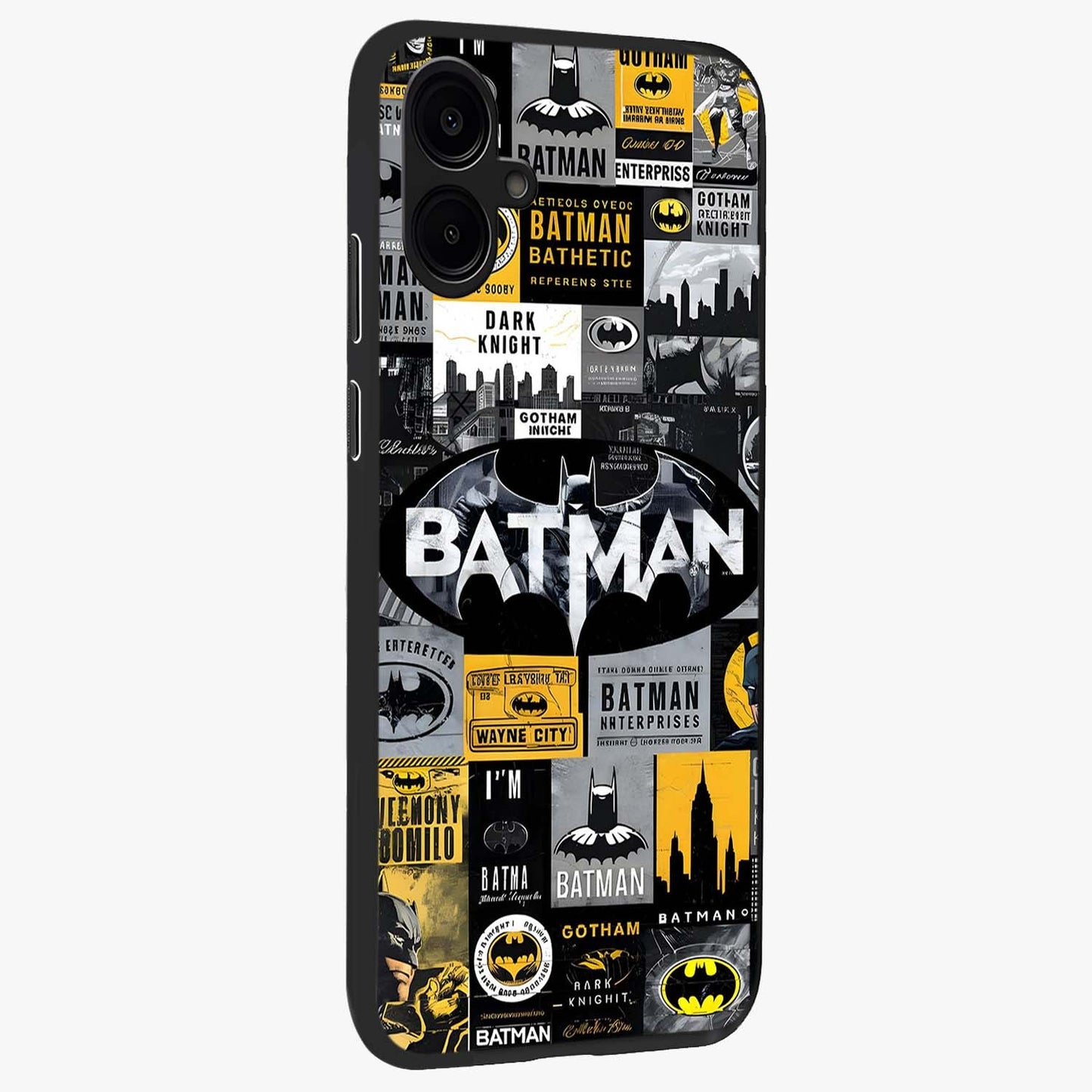 Knight Gotham Rise Glass Case upright view showcasing bold vigilante themed artwork with gothic city vibe.