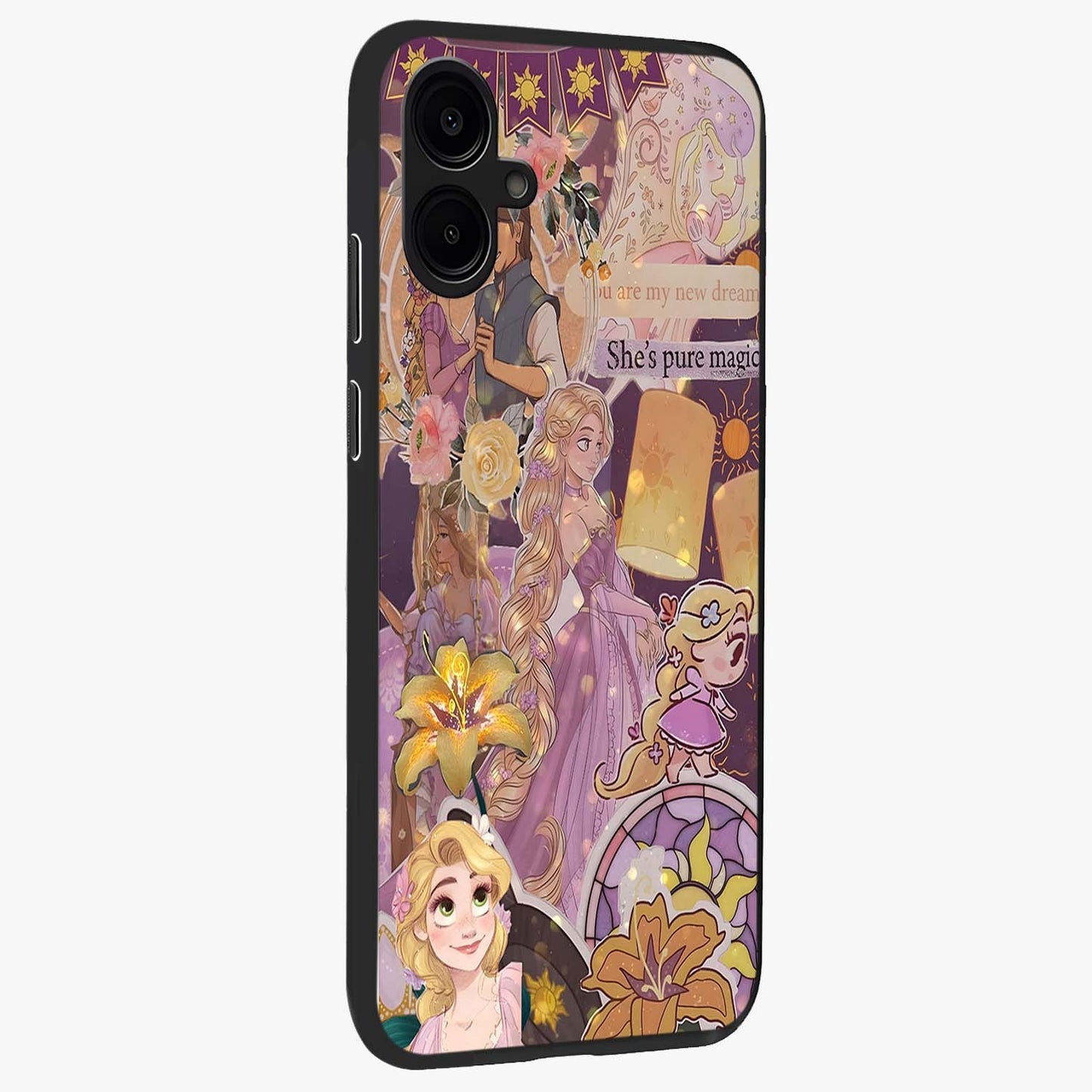 Magical Tangled Dream Glass Case upright view showcasing enchanting artistic artwork with dreamy fantasy theme.