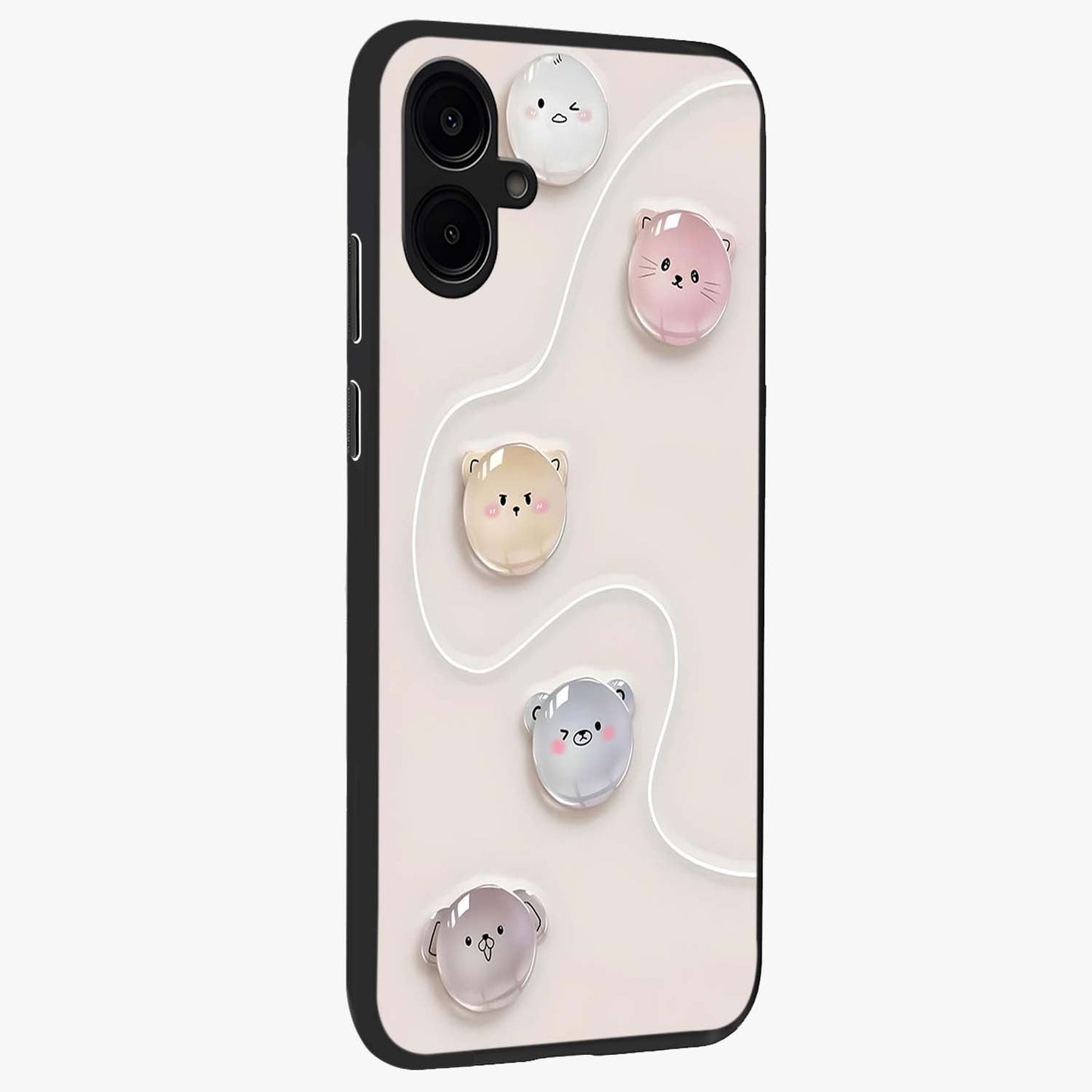Puffy Face Parade Glass Case upright view showcasing adorable character artwork with cheerful animated theme.