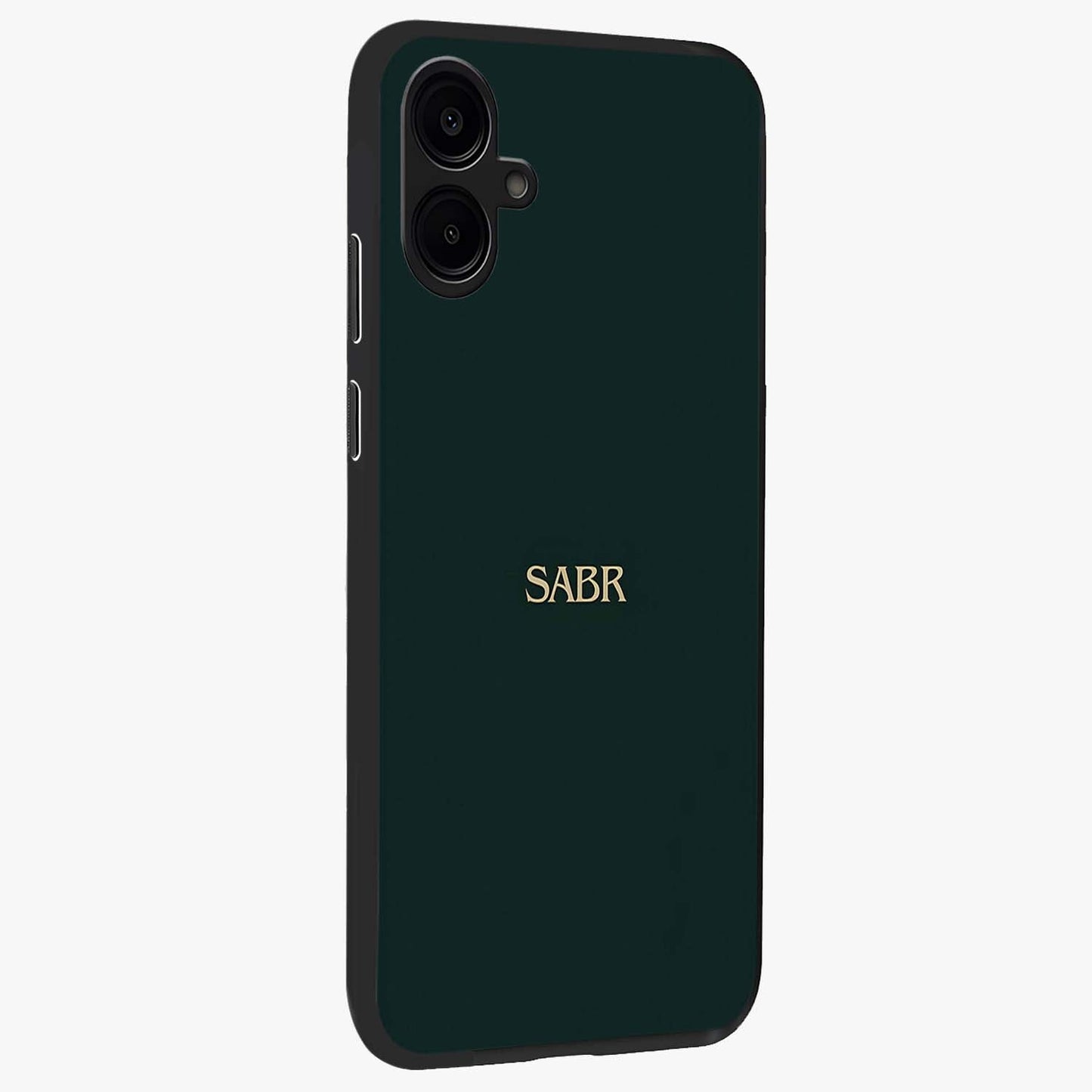 Sabr Minimal Patience Glass Case upright view showcasing calm minimalist artwork with motivational patience theme.