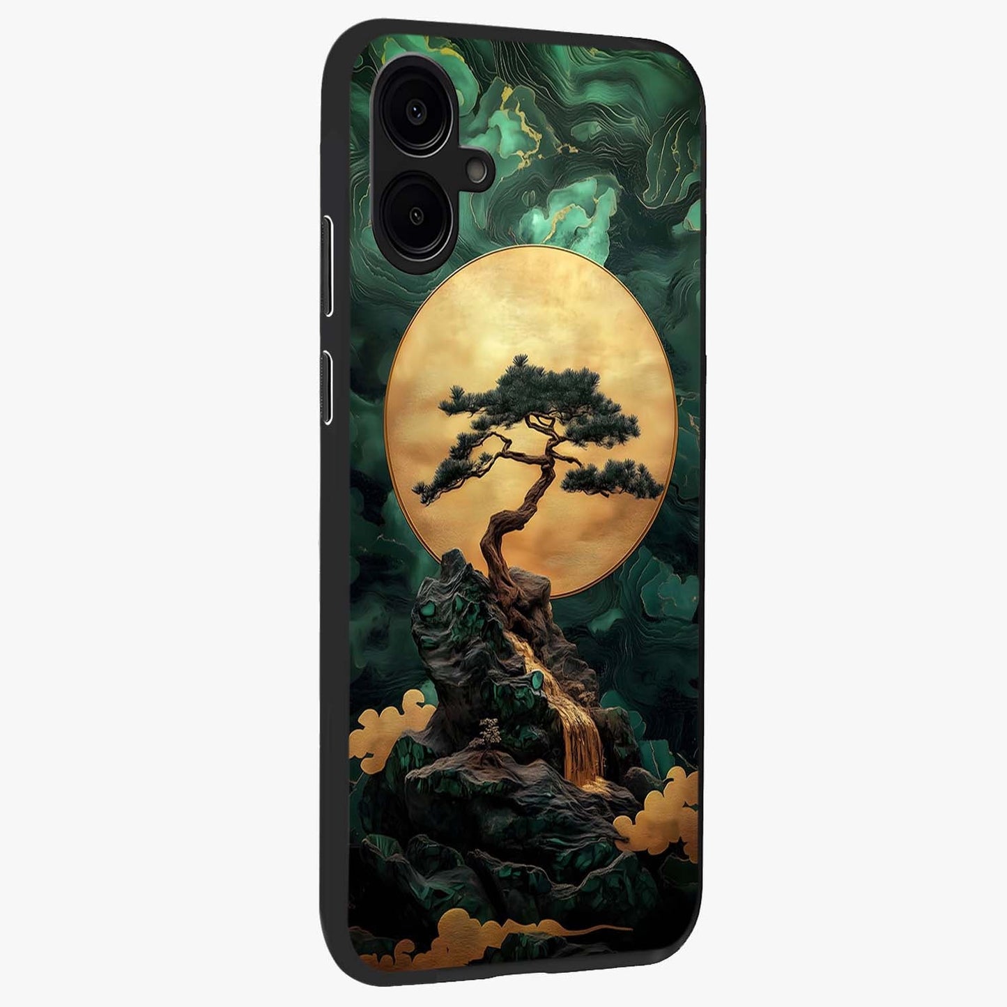Zen Moon Rise Glass Case upright view showcasing serene moon artwork with tranquil night theme.