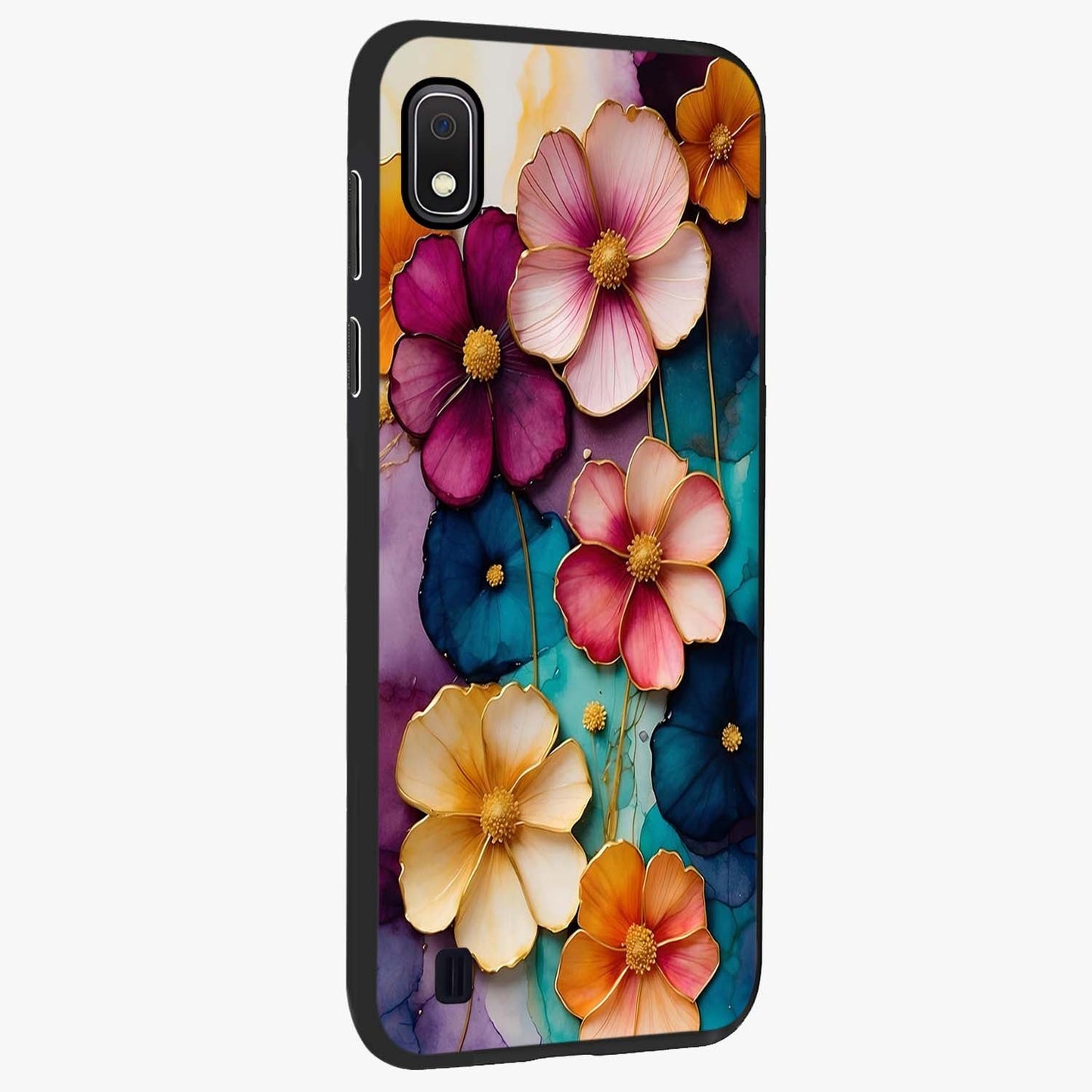 Artlyn Grace Flower Pattern Glass Case upright view showcasing graceful floral artwork with aesthetic botanical style.