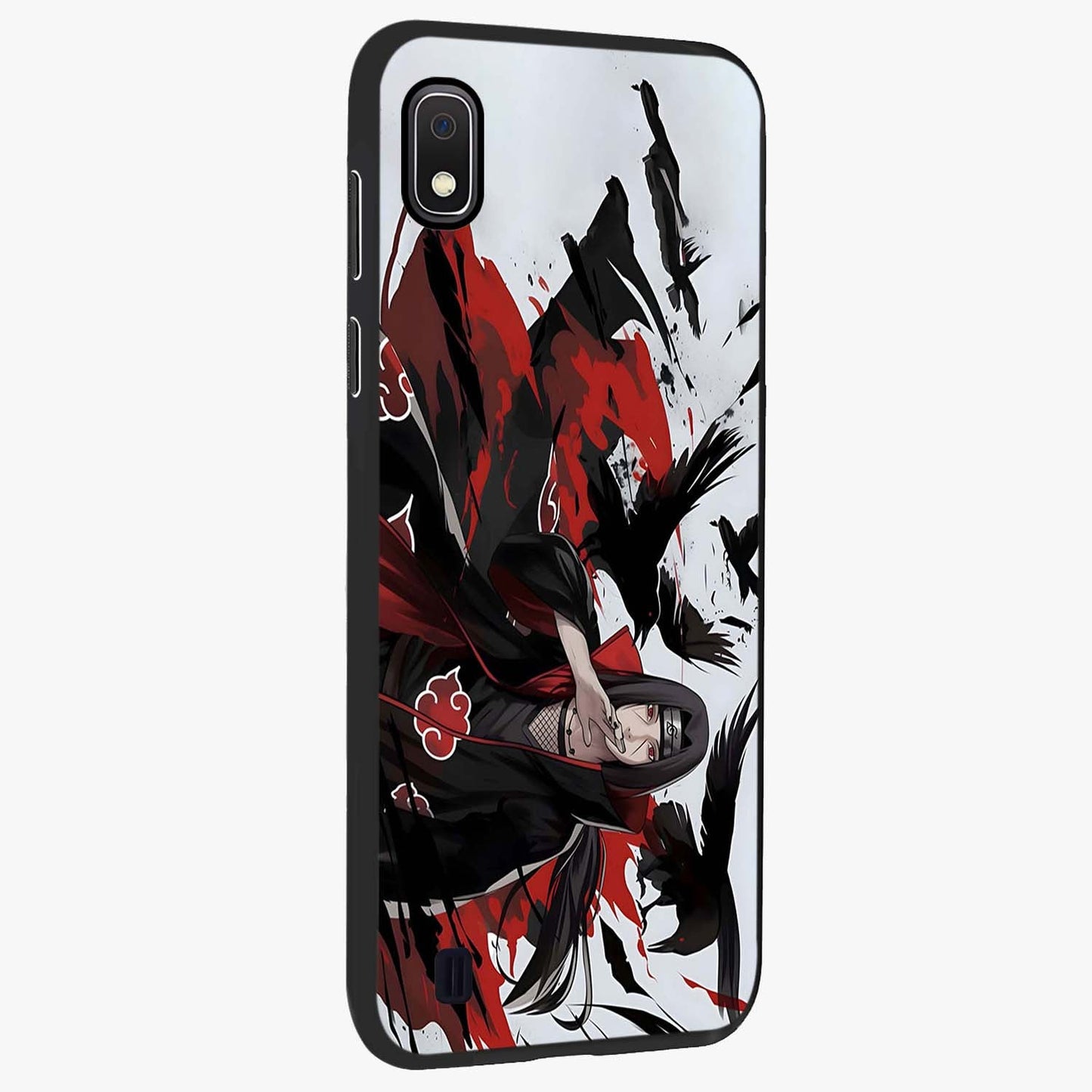 Crimson Crow Illusion Glass Case upright view showcasing striking crow illusion artwork with intense crimson theme.