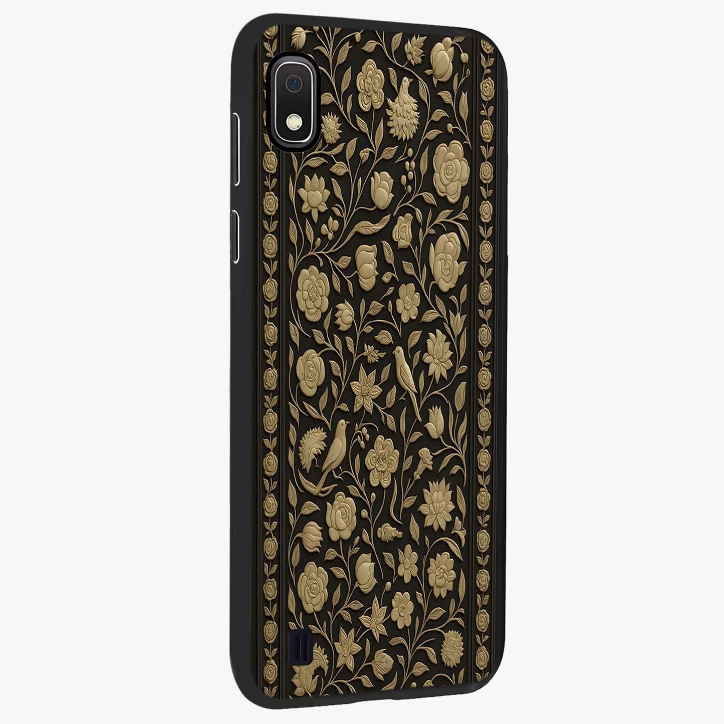 Golden Evil Eye Mandala Glass Case upright view showcasing decorative evil eye mandala artwork with spiritual aesthetic style.