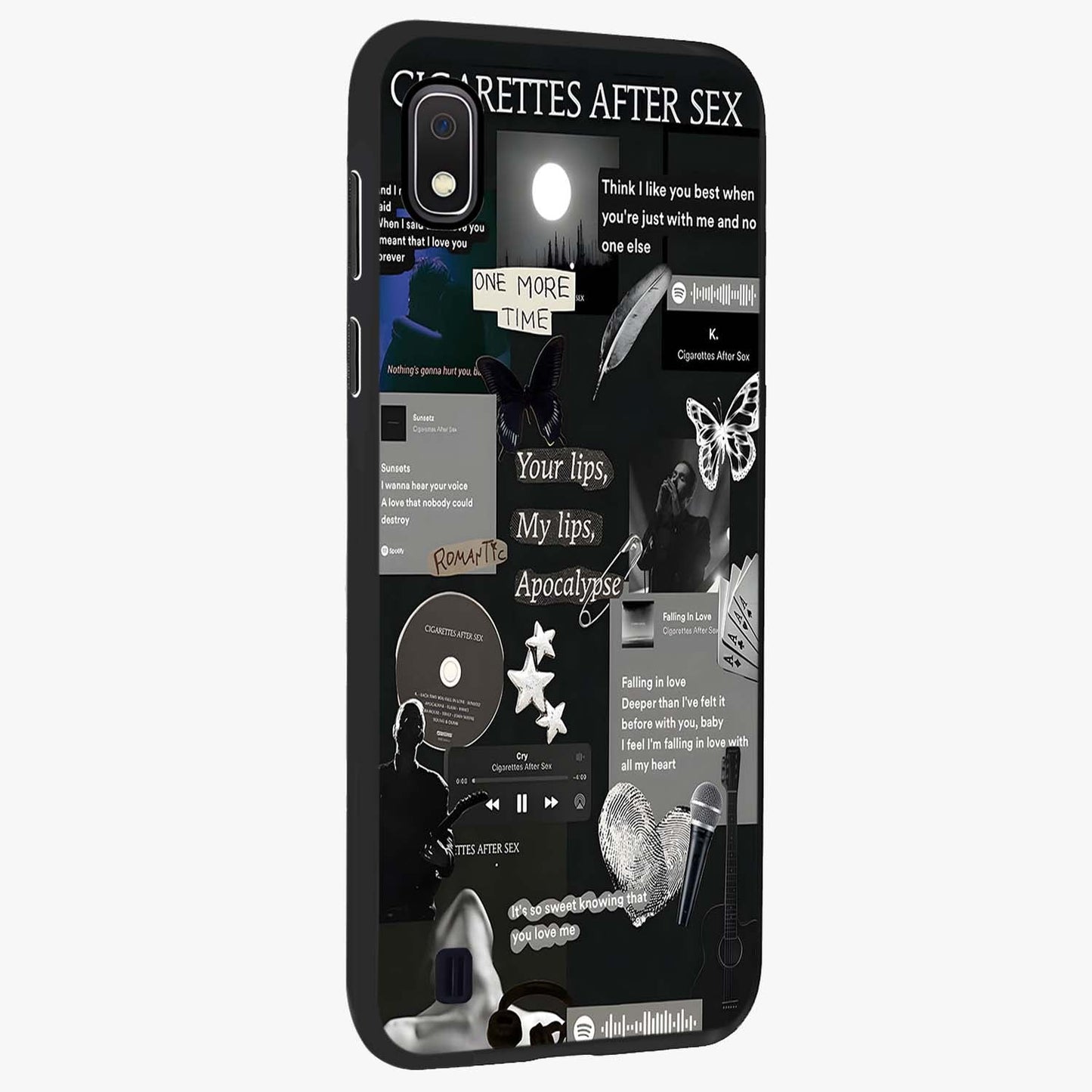 Midnight Love Echo Glass Case upright view showcasing expressive romantic artwork with dreamy midnight theme.