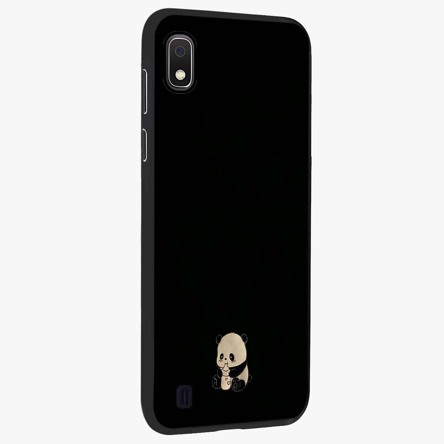 Midnight Panda Love Glass Case upright view showcasing charming panda artwork with playful romantic theme.