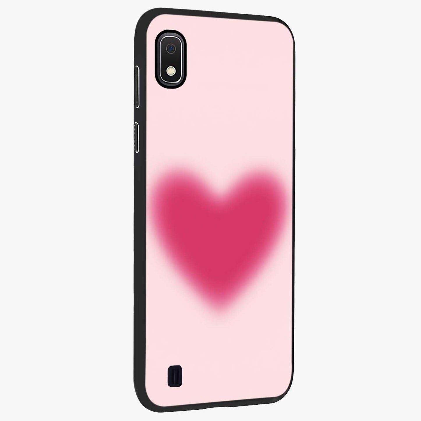 Pink Aura Heart Glass Case upright view showcasing romantic heart artwork with soft pastel theme.