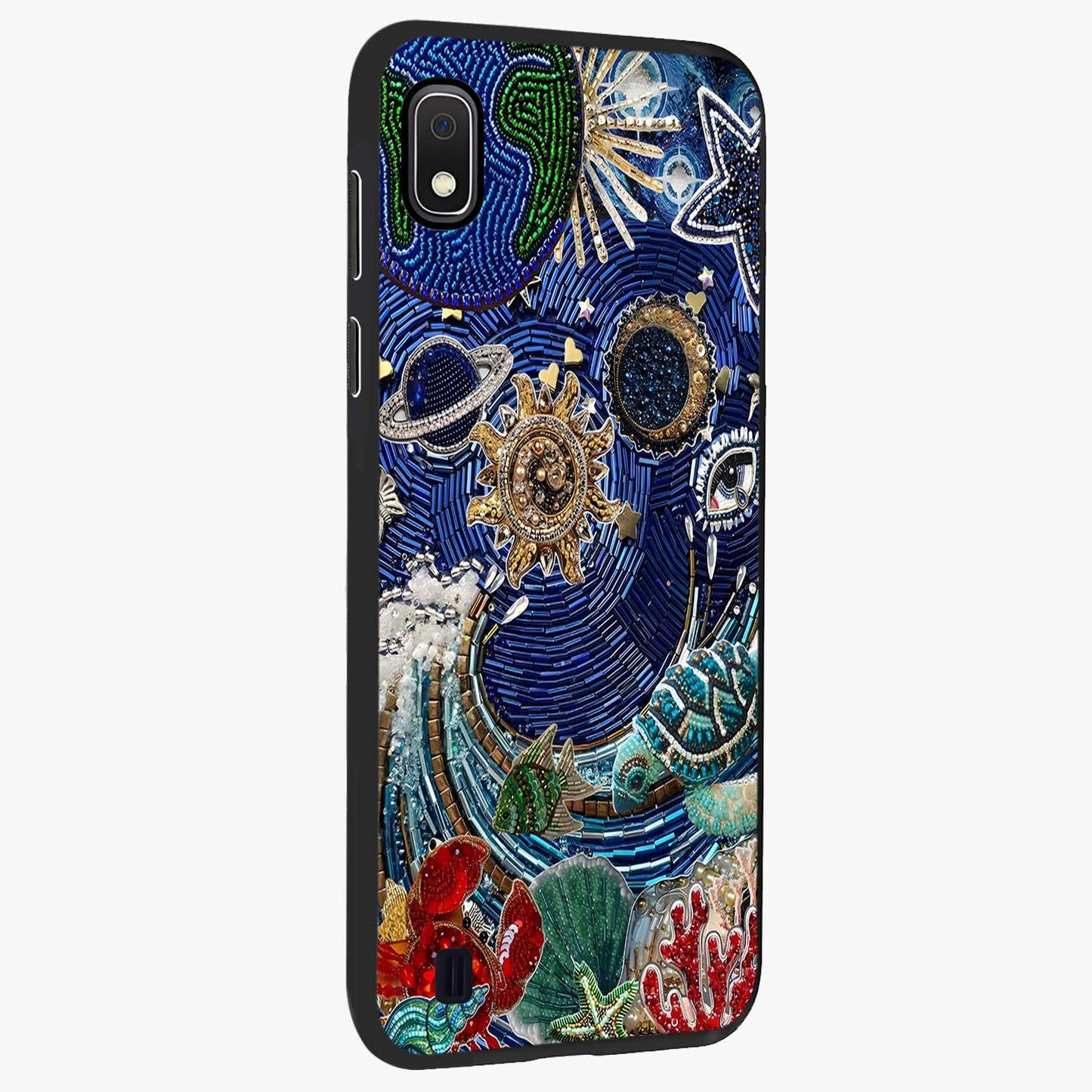 Universe Underwater Spark Glass Case upright view showcasing magical underwater galaxy artwork with vibrant cosmic theme.