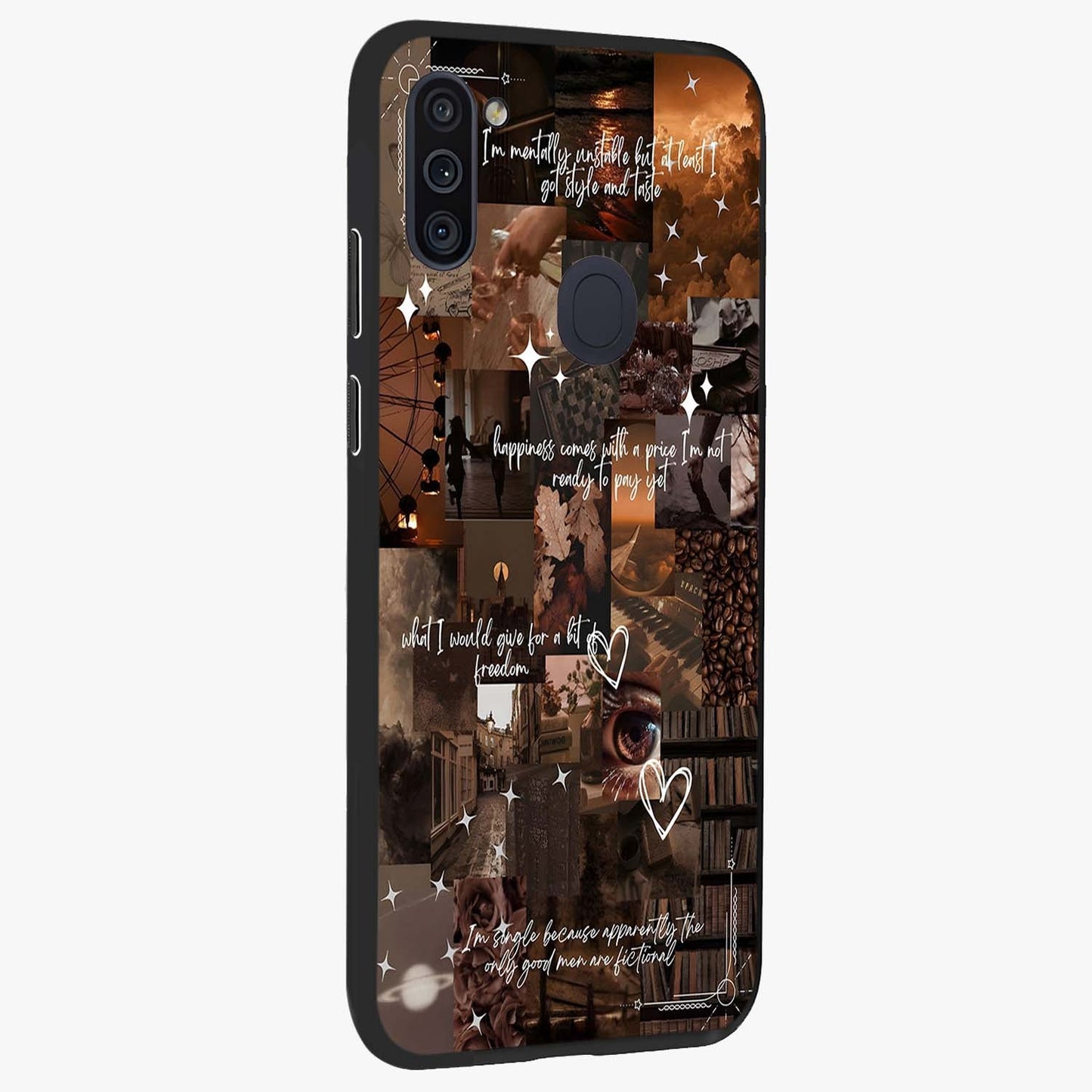 Bittersweet Aesthetic Chaos Glass Case upright view showcasing bold artistic chaos design with modern aesthetic style.