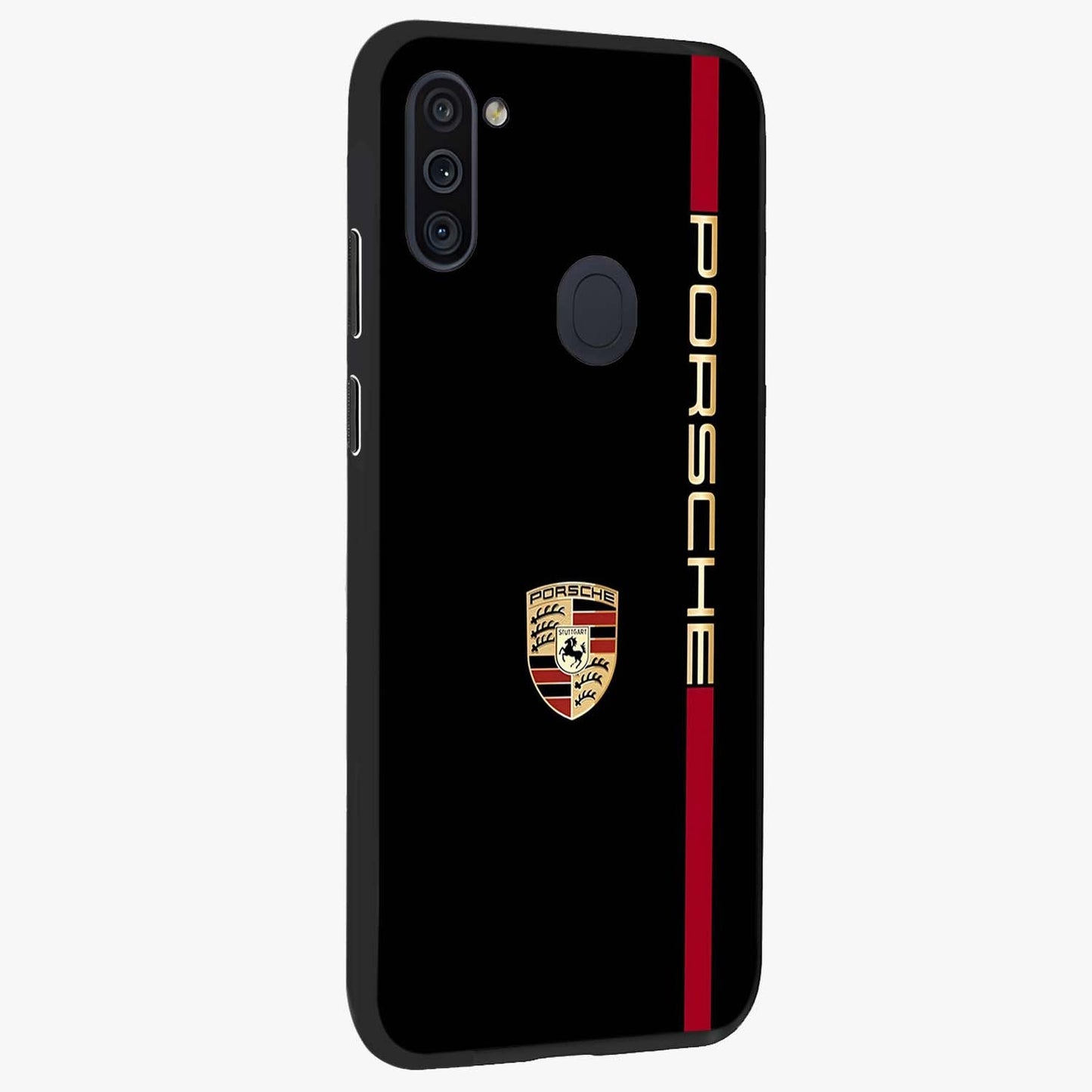 Black Minimal Porsche Glass Case upright view showcasing stylish automotive artwork with bold minimal theme.