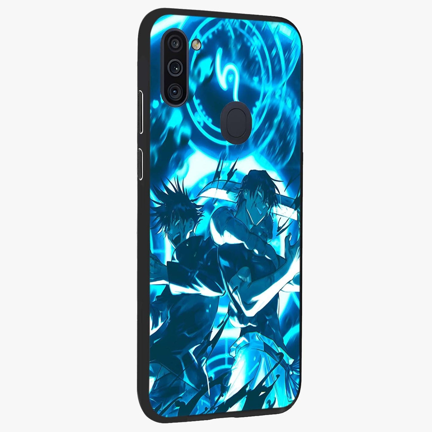 Cursed Energy Clash Glass Case upright view showcasing dramatic clash artwork with bold supernatural theme.