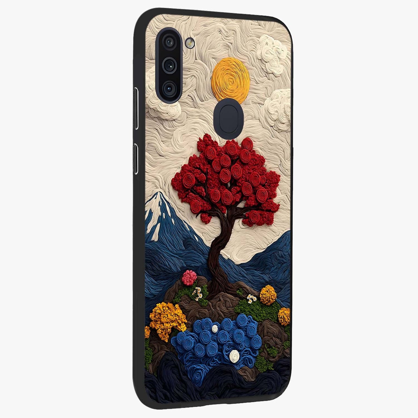 Eternal Nature Tapestry Glass Case upright view showcasing elegant nature tapestry design with decorative style.