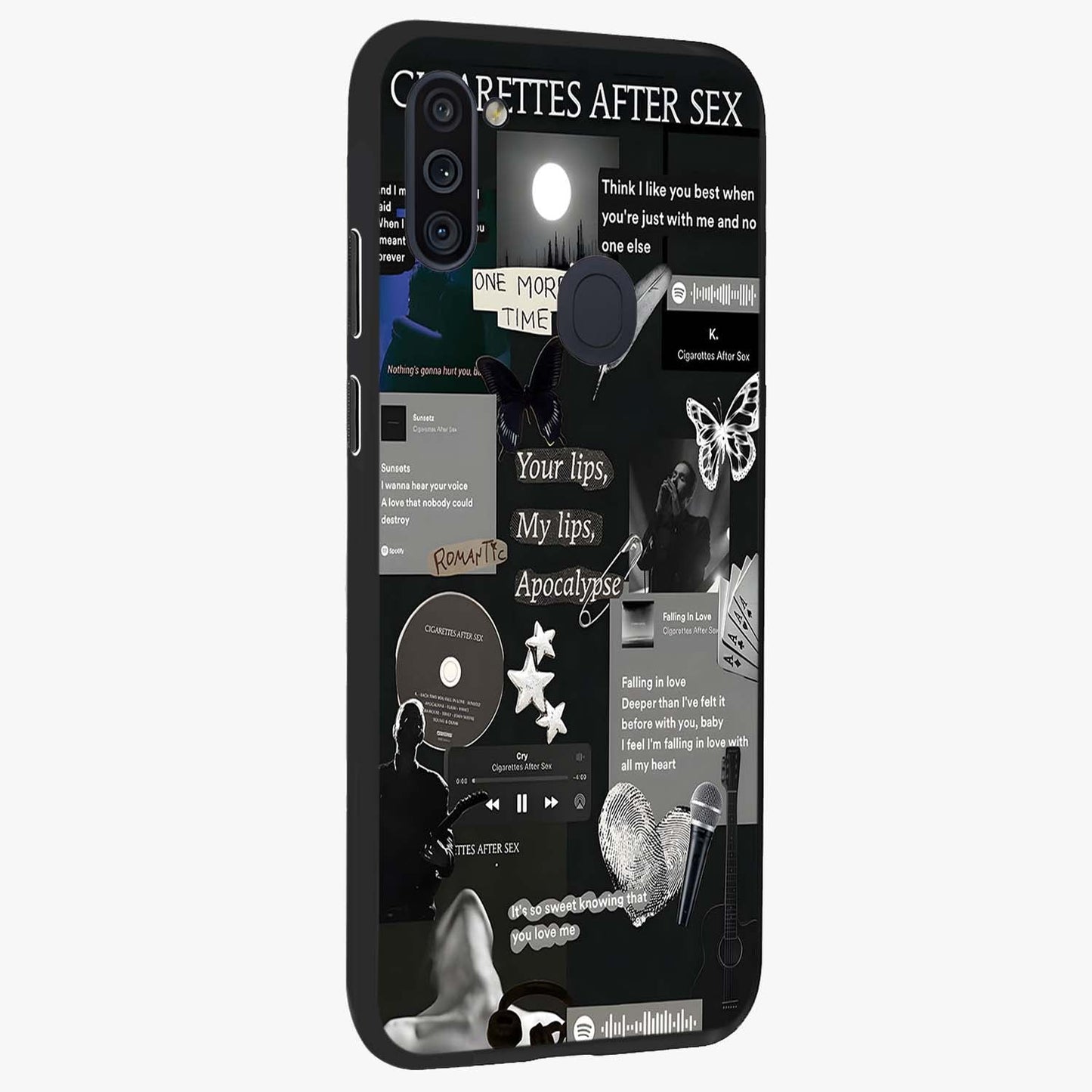 Midnight Love Echo Glass Case upright view showcasing expressive romantic artwork with dreamy midnight theme.