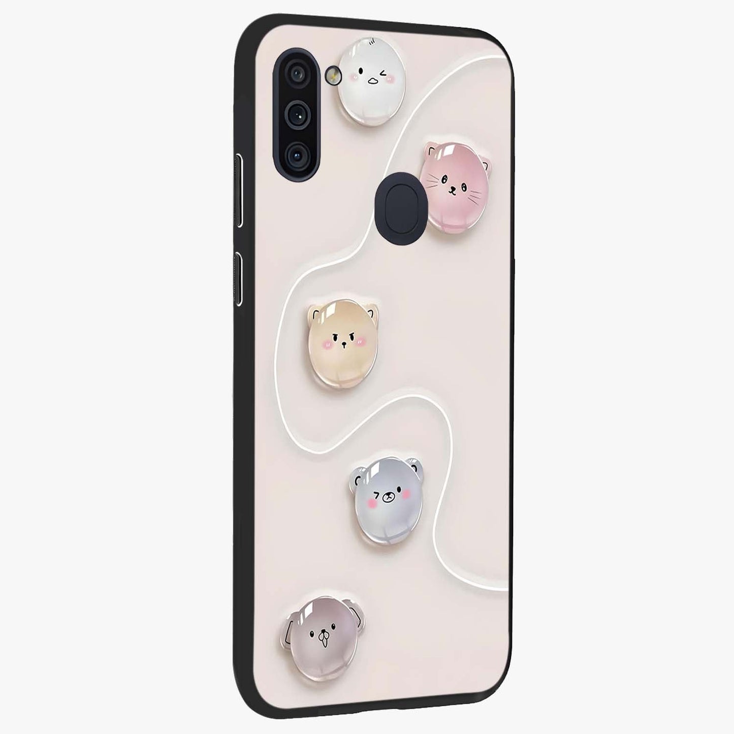 Puffy Face Parade Glass Case upright view showcasing adorable character artwork with cheerful animated theme.