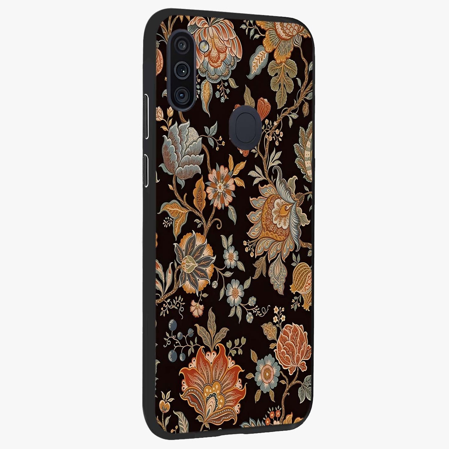 Vintage Floral Dream Glass Case upright view showcasing delicate floral artwork with timeless vintage theme.
