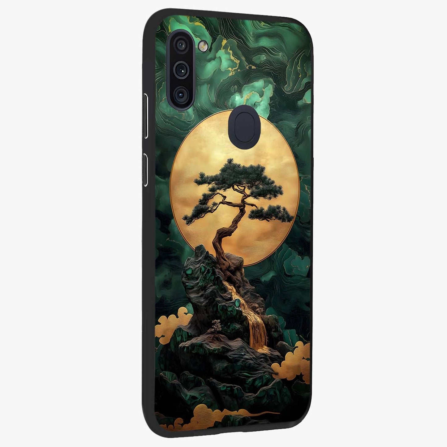 Zen Moon Rise Glass Case upright view showcasing serene moon artwork with tranquil night theme.