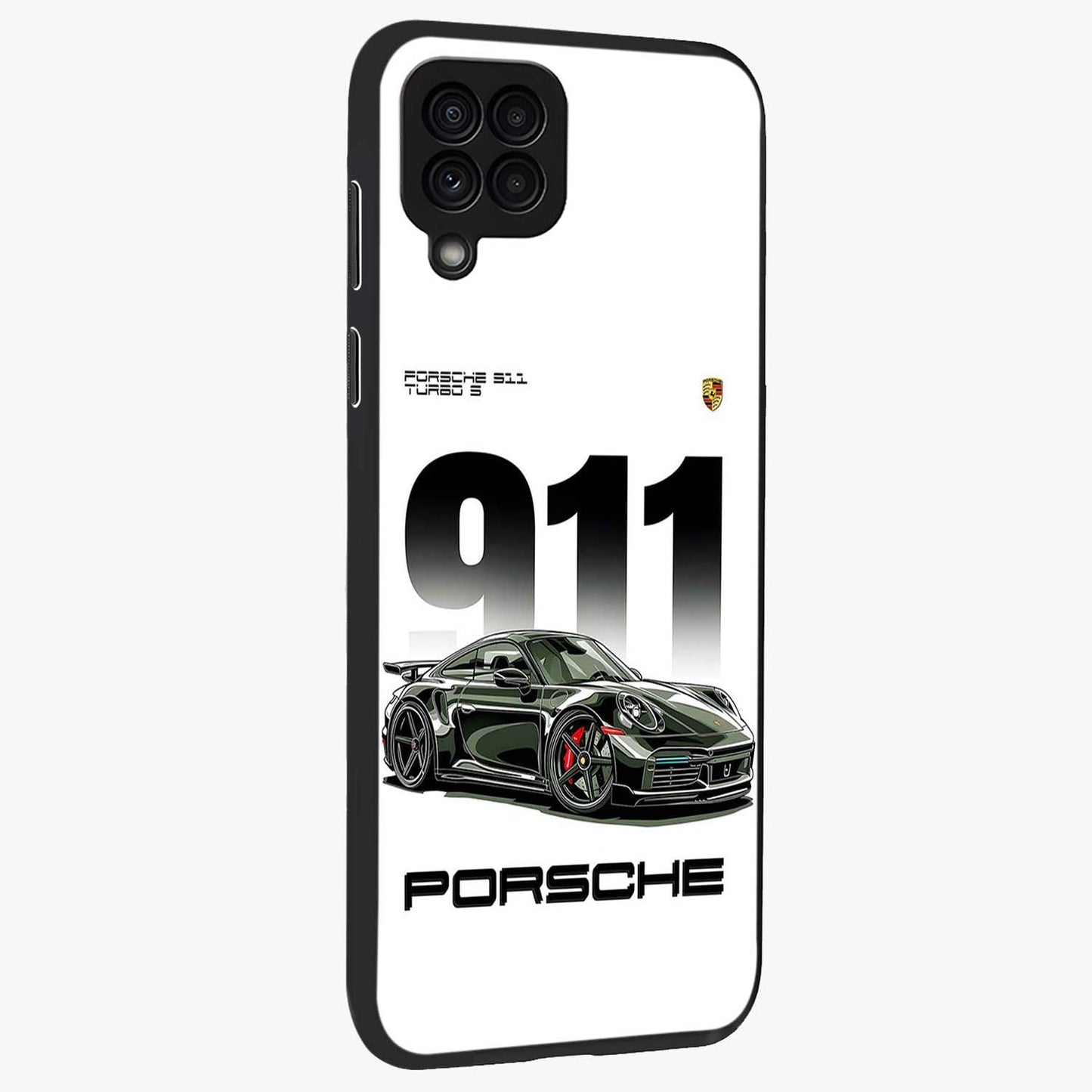 911 Turbo Dominance Glass Case upright perspective showcasing powerful racing design and modern automotive aesthetic.
