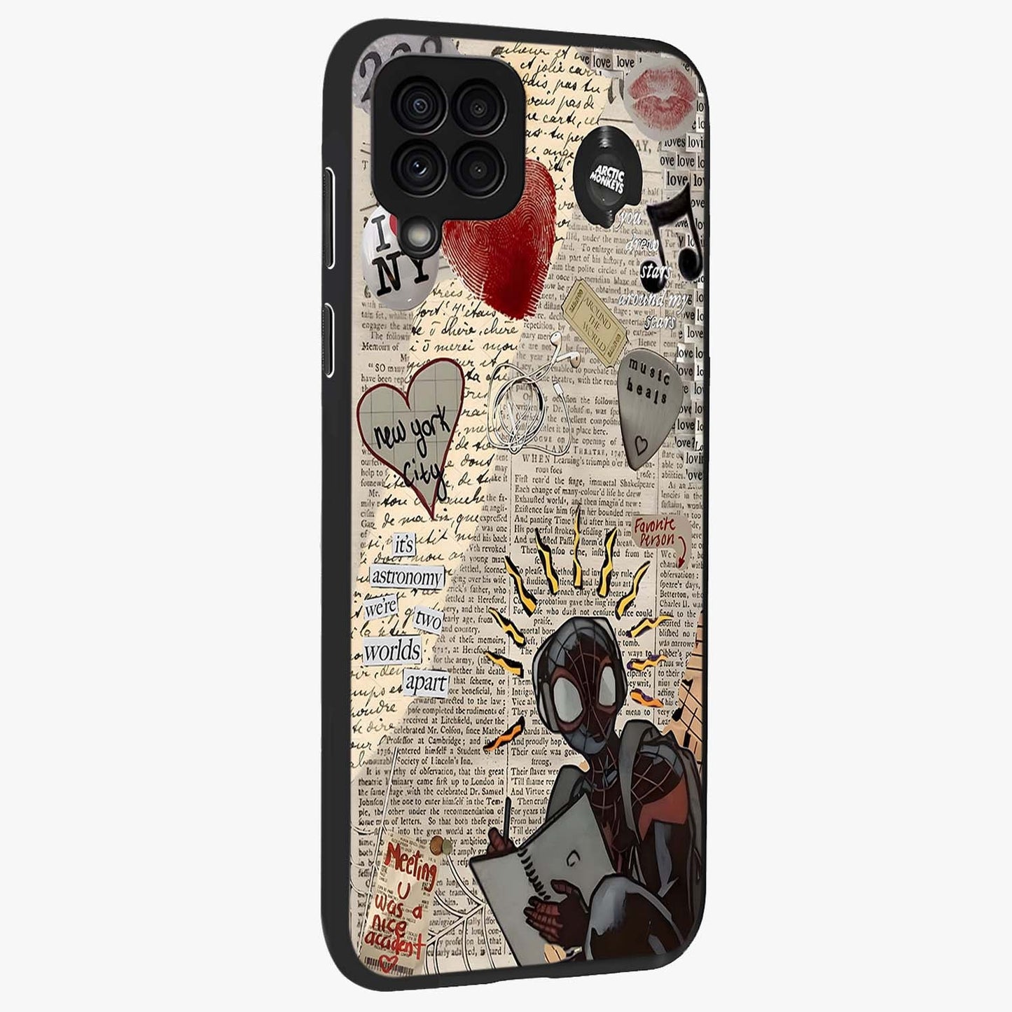 City Dream Sketch Glass Case upright view showcasing urban skyline artwork with stylish hand drawn design.