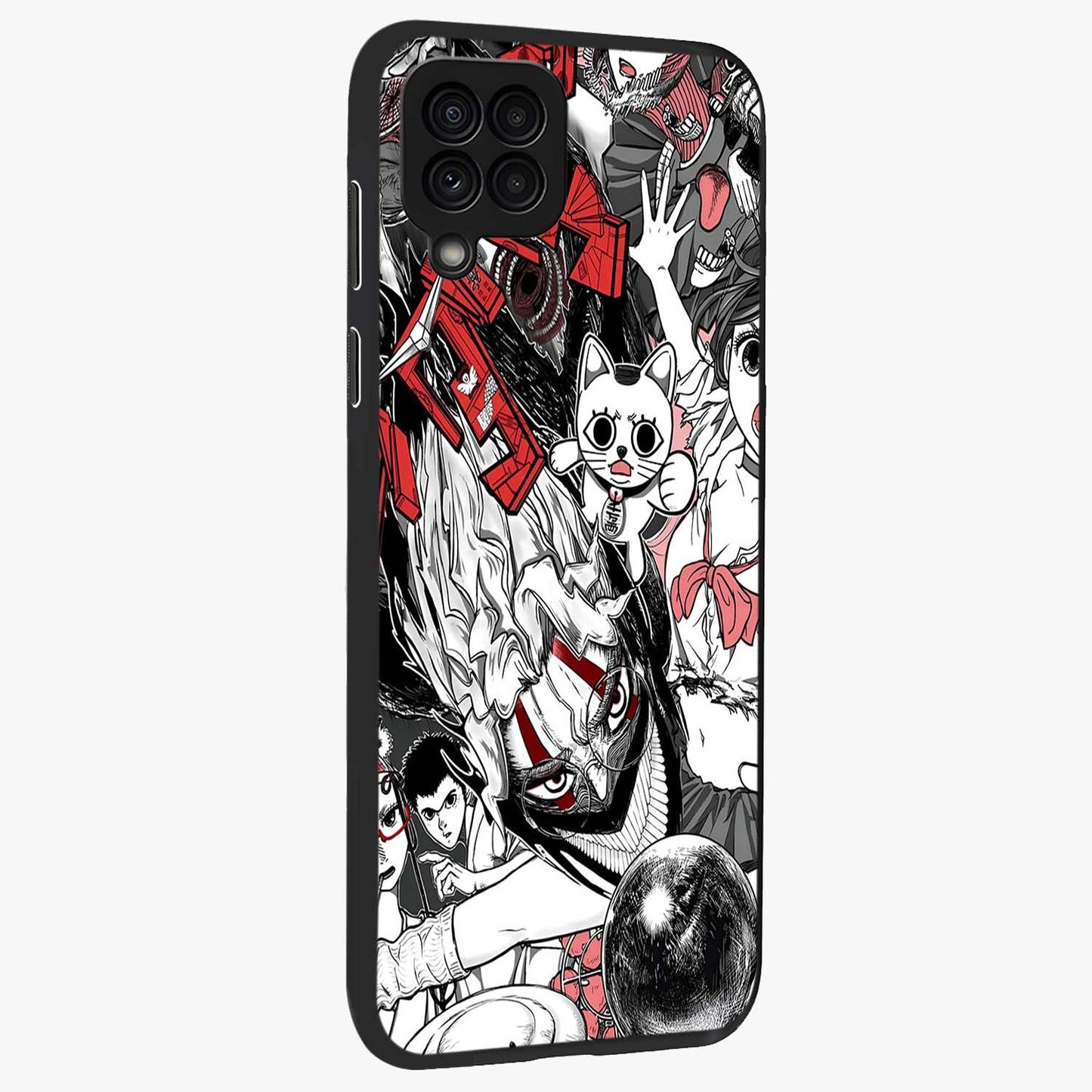 Crimson Chaos Panel Glass Case upright view showcasing intense crimson artwork with dramatic aesthetic style.