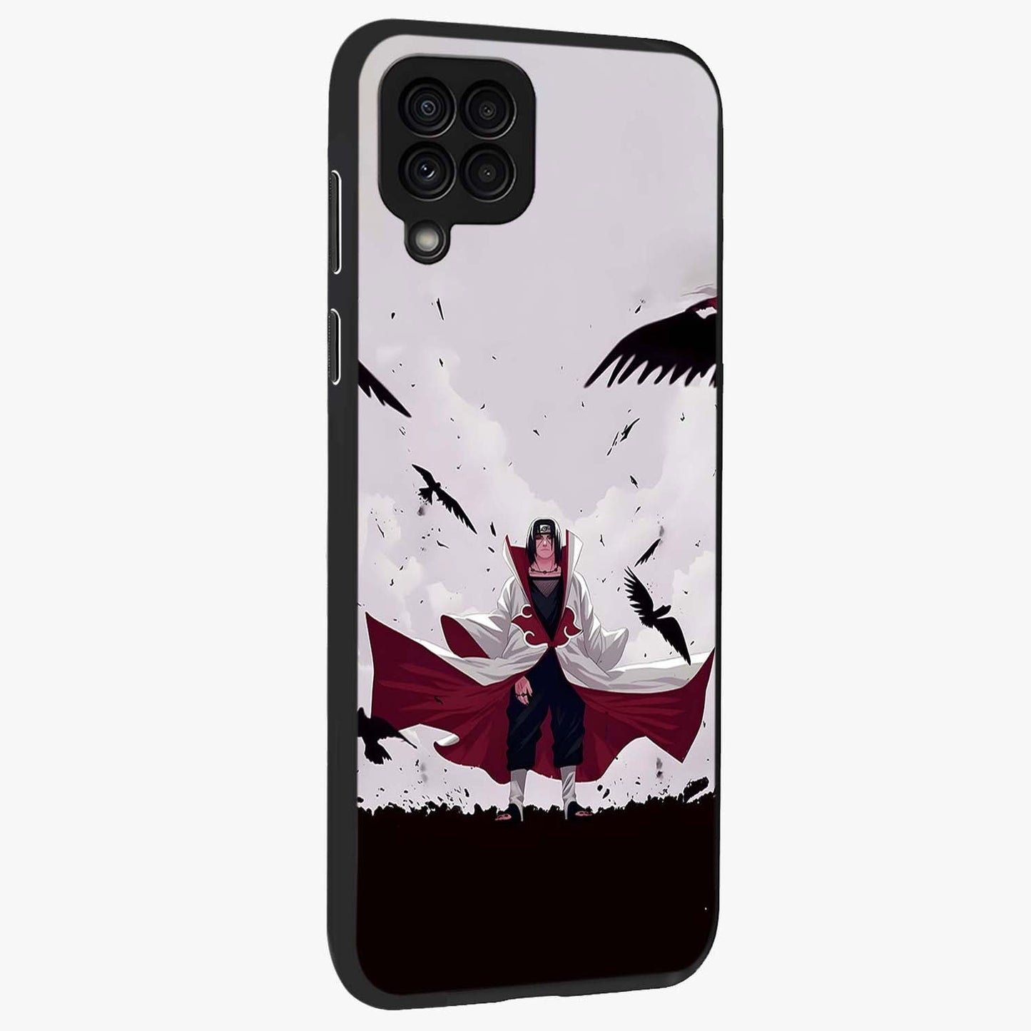 Crimson Crow Ascension Glass Case upright view showcasing dramatic crow artwork with bold gothic theme.