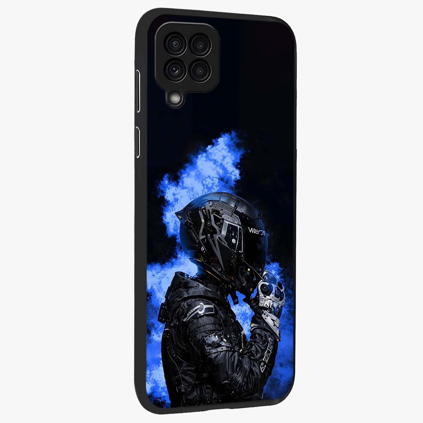 Cyber Sentinel Protocol Glass Case upright view showcasing advanced cyber sentinel artwork with futuristic tech theme.