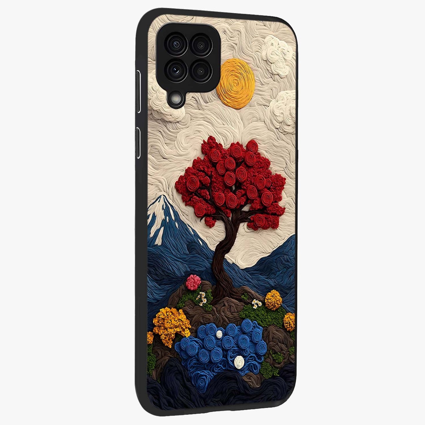 Eternal Nature Tapestry Glass Case upright view showcasing elegant nature tapestry design with decorative style.
