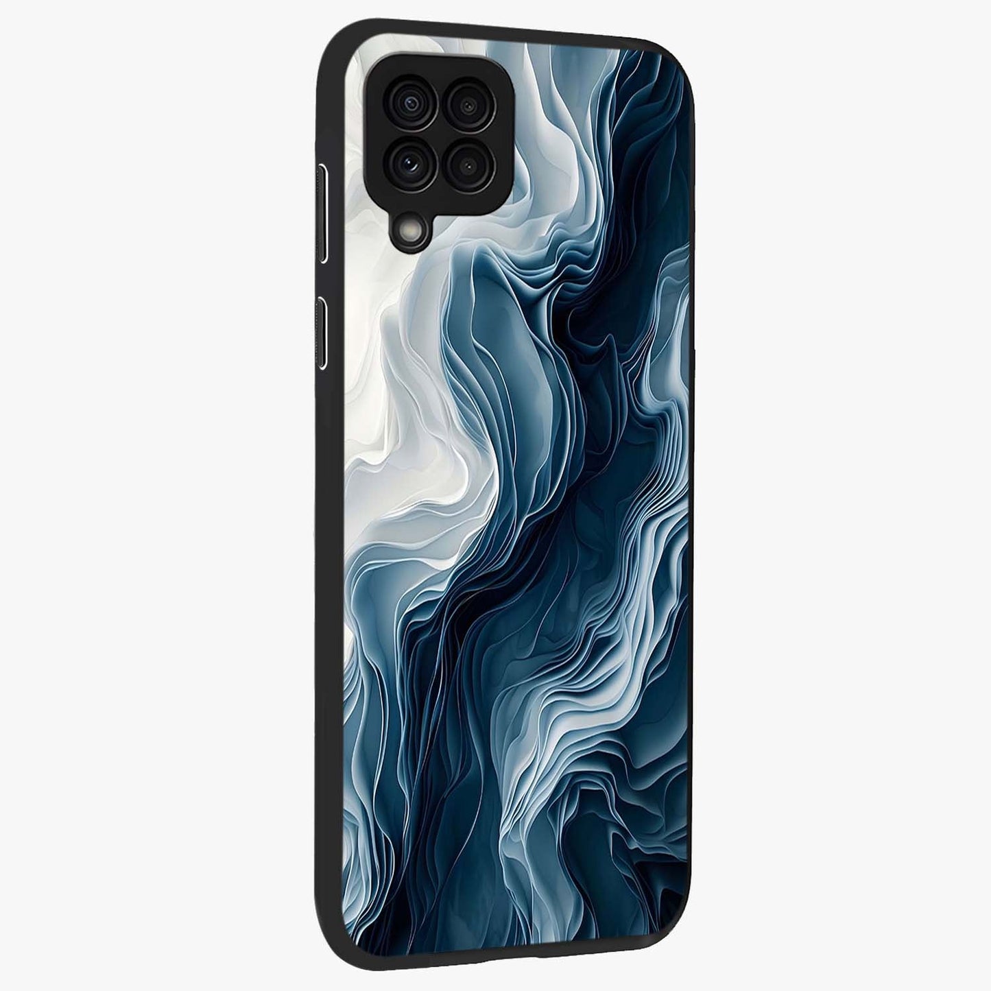 Ethereal Paper Marble Glass Case upright view showcasing smooth marble artwork with refined minimalist theme.