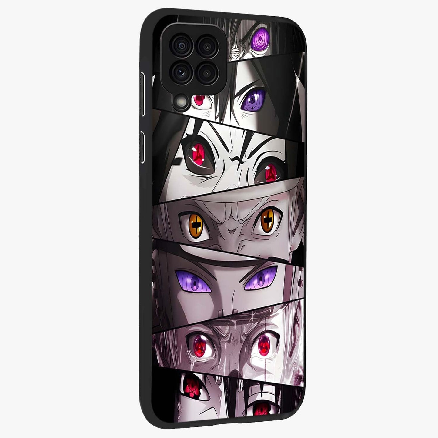 Eyes of Destiny Glass Case upright view showcasing symbolic eye artwork with dramatic artistic theme.