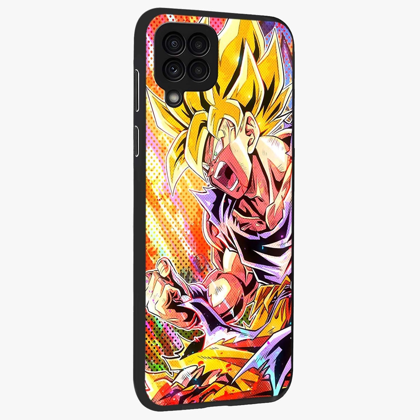 Firing Goku Glass Case upright view showcasing energetic anime artwork with bold warrior theme.