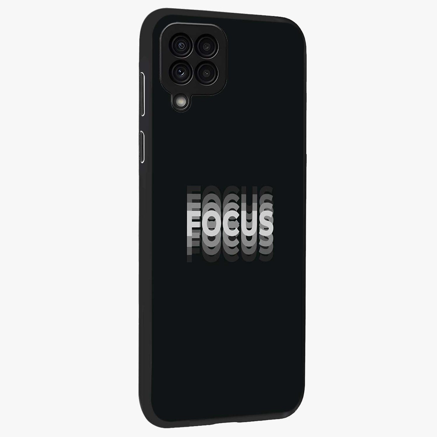 Focused Blade Discipline Glass Case upright view showcasing strong typography statement with sleek motivational theme.