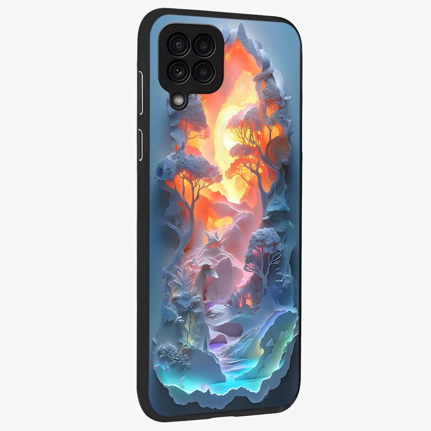 Glow Forest Portal Glass Case upright view showcasing enchanted forest portal artwork with fantasy nature theme.