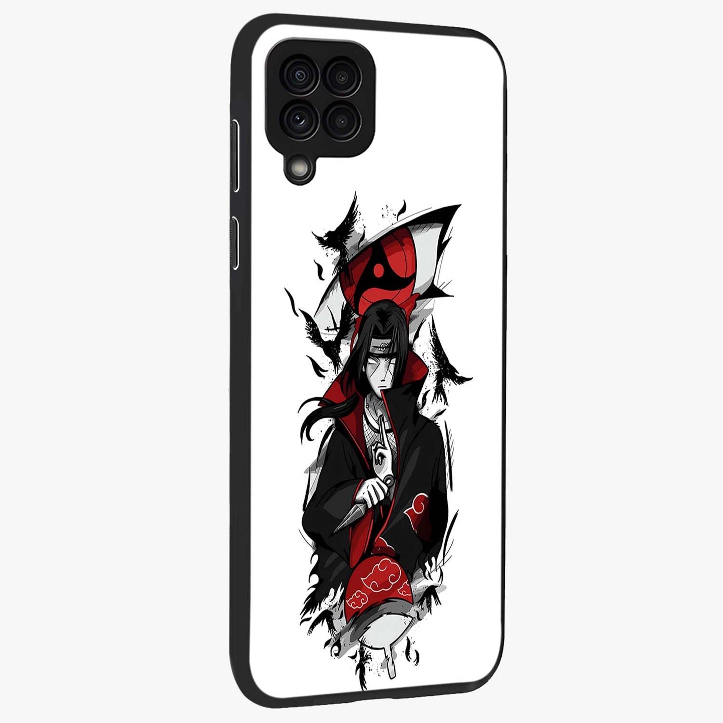 Itachi Limited Edition Naruto Anime Glass Case upright view showcasing intense anime artwork with powerful character theme.