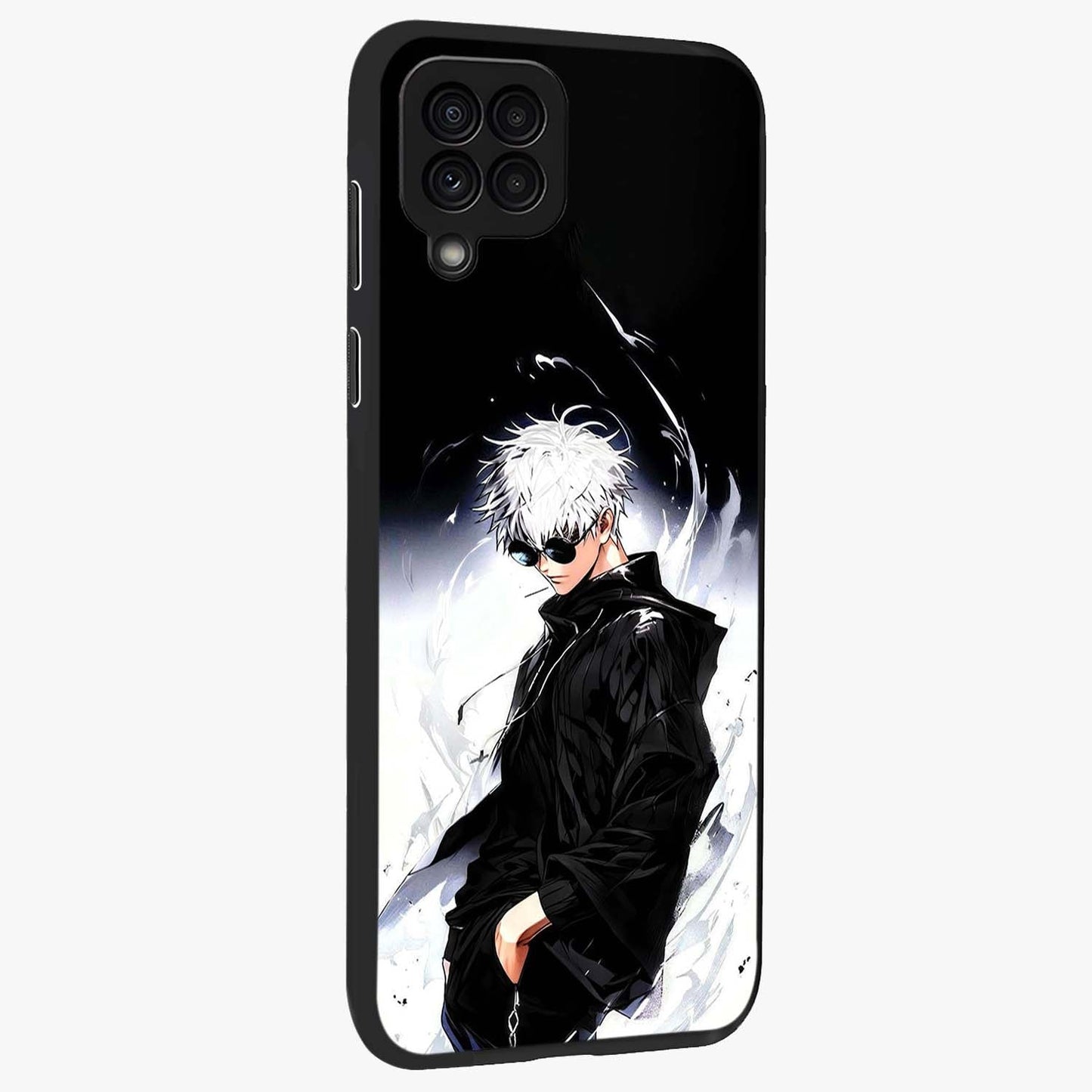 Limitless Shadow King Glass Case upright view showcasing bold shadow warrior artwork with epic fantasy theme.