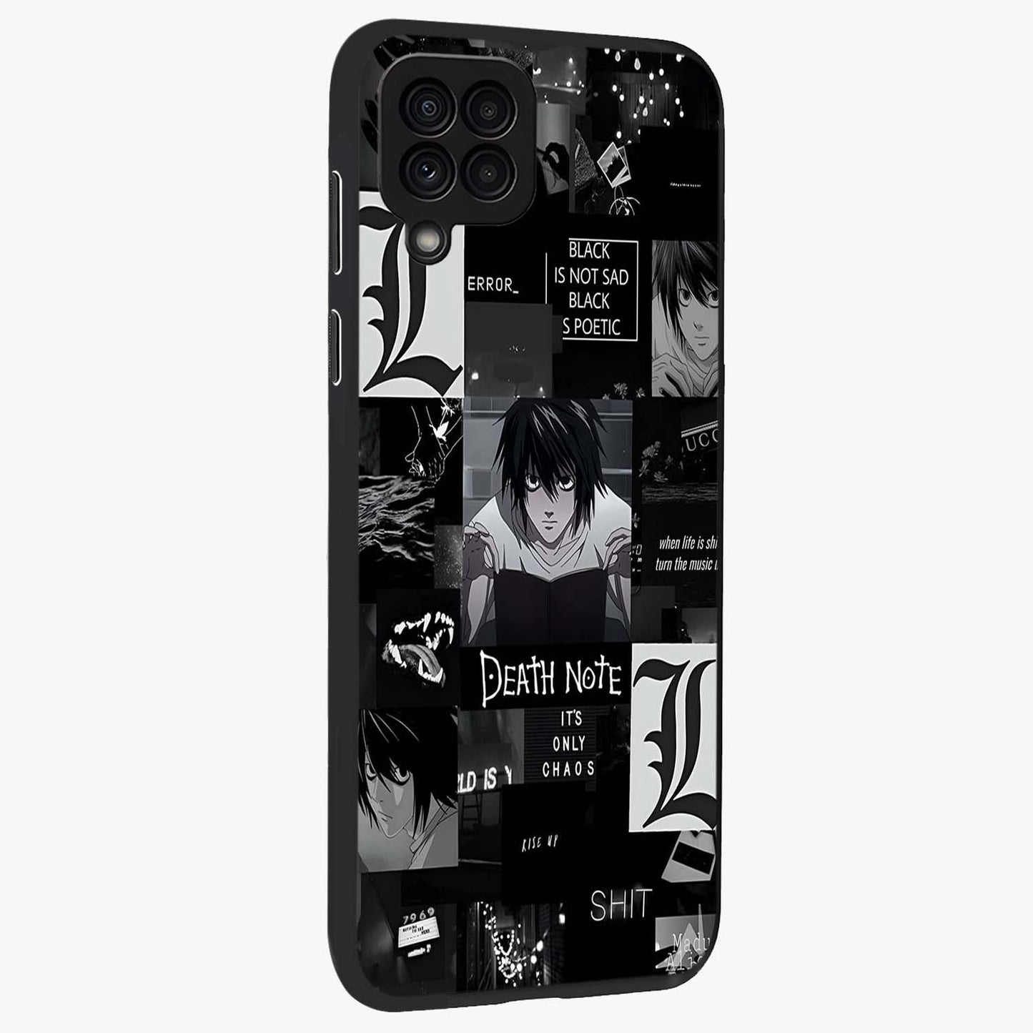 Midnight Chaos Mind Glass Case upright view showcasing expressive abstract artwork with bold dark theme.