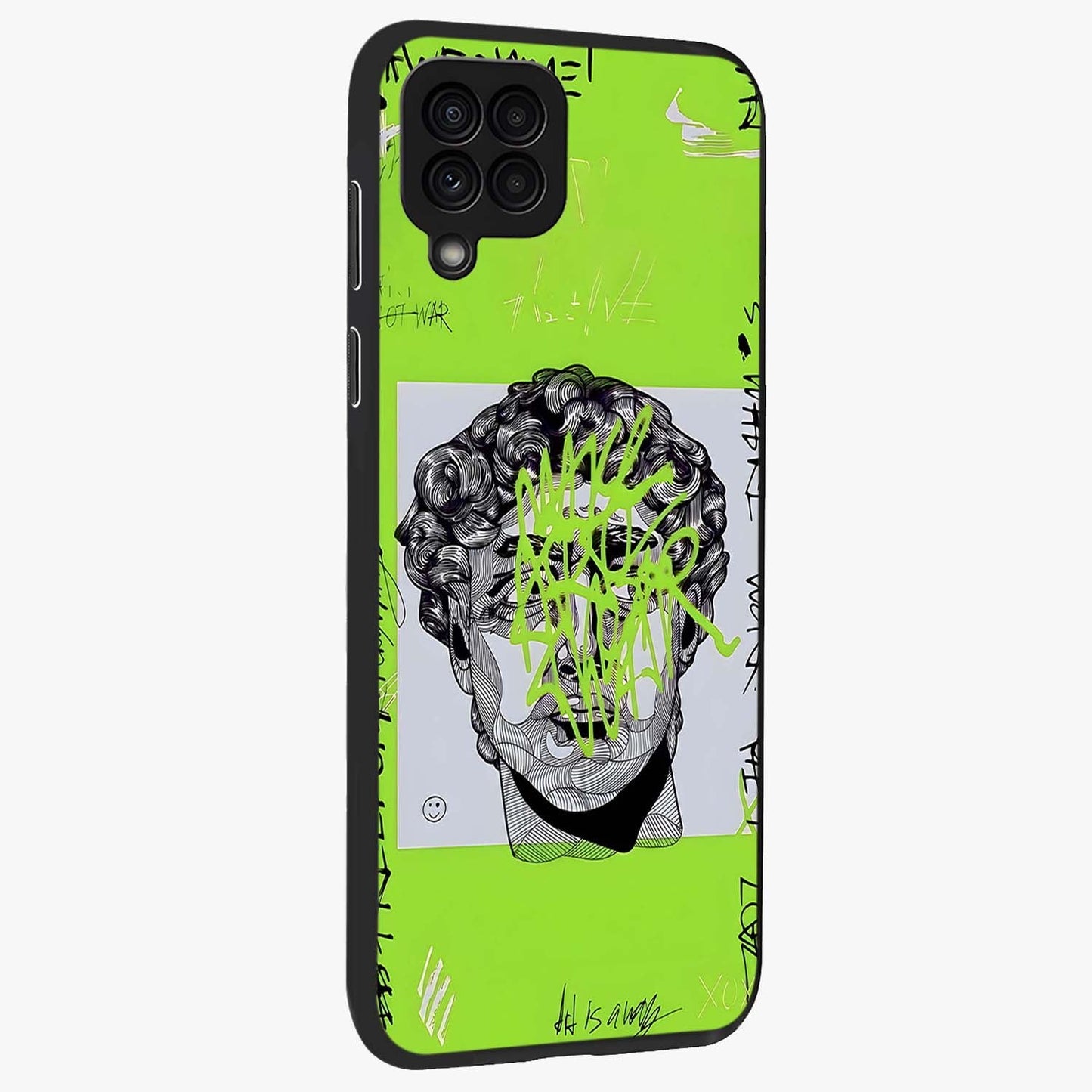 Neo Graffiti Rebellion Glass Case upright view showcasing colorful graffiti artwork with bold modern street style.