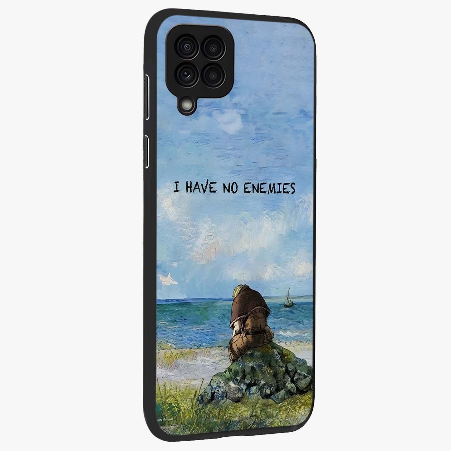 Peace Beyond War Glass Case upright view showcasing powerful peace symbol artwork with inspirational theme.