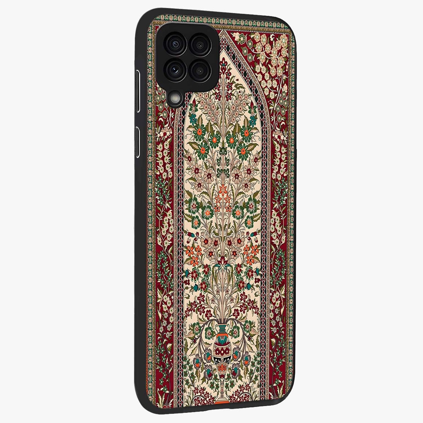 Persian Inspired Glass Case upright view showcasing decorative Persian artwork with rich heritage theme.