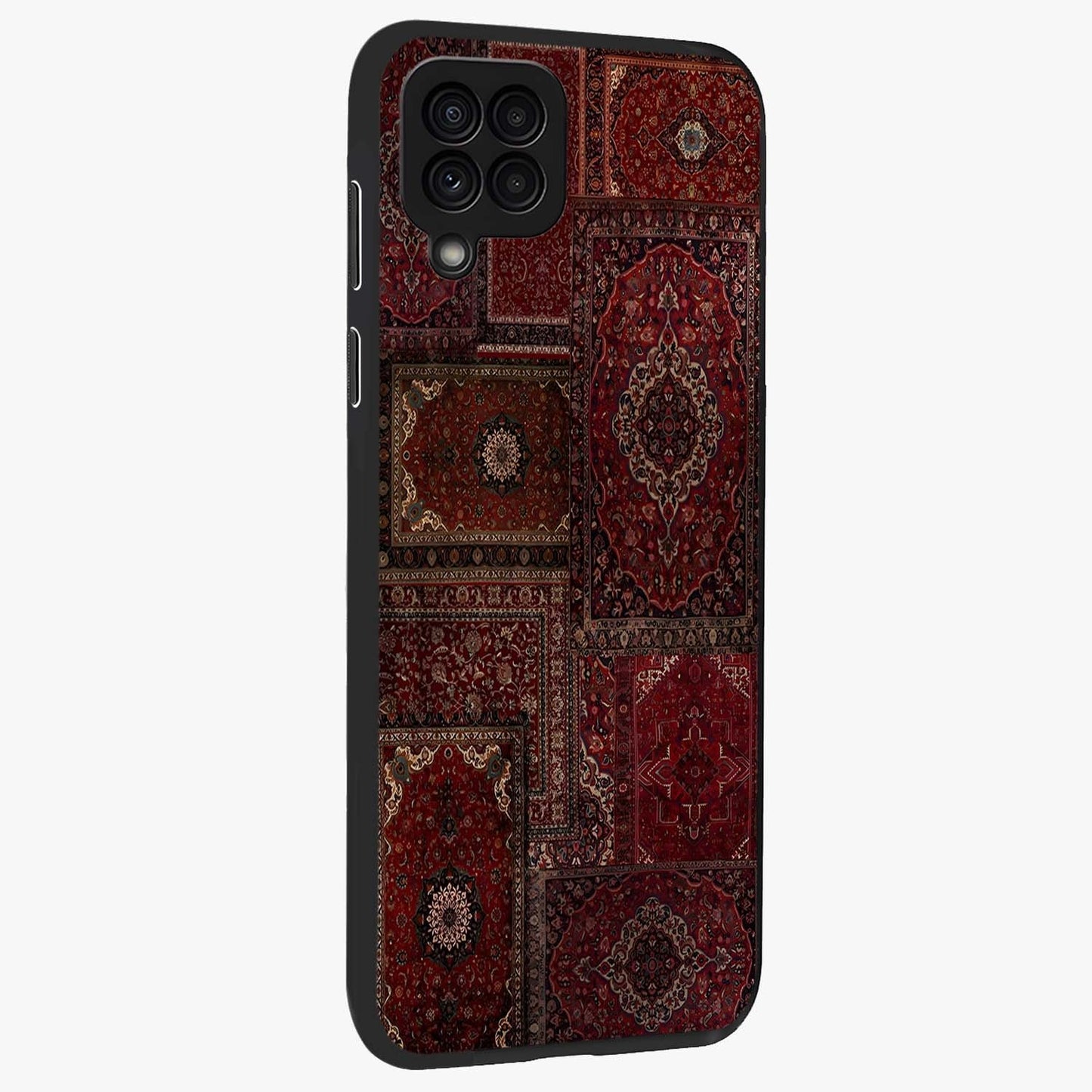 Persian Velvet Tale Glass Case upright view showcasing elegant Persian artwork with classic heritage theme.
