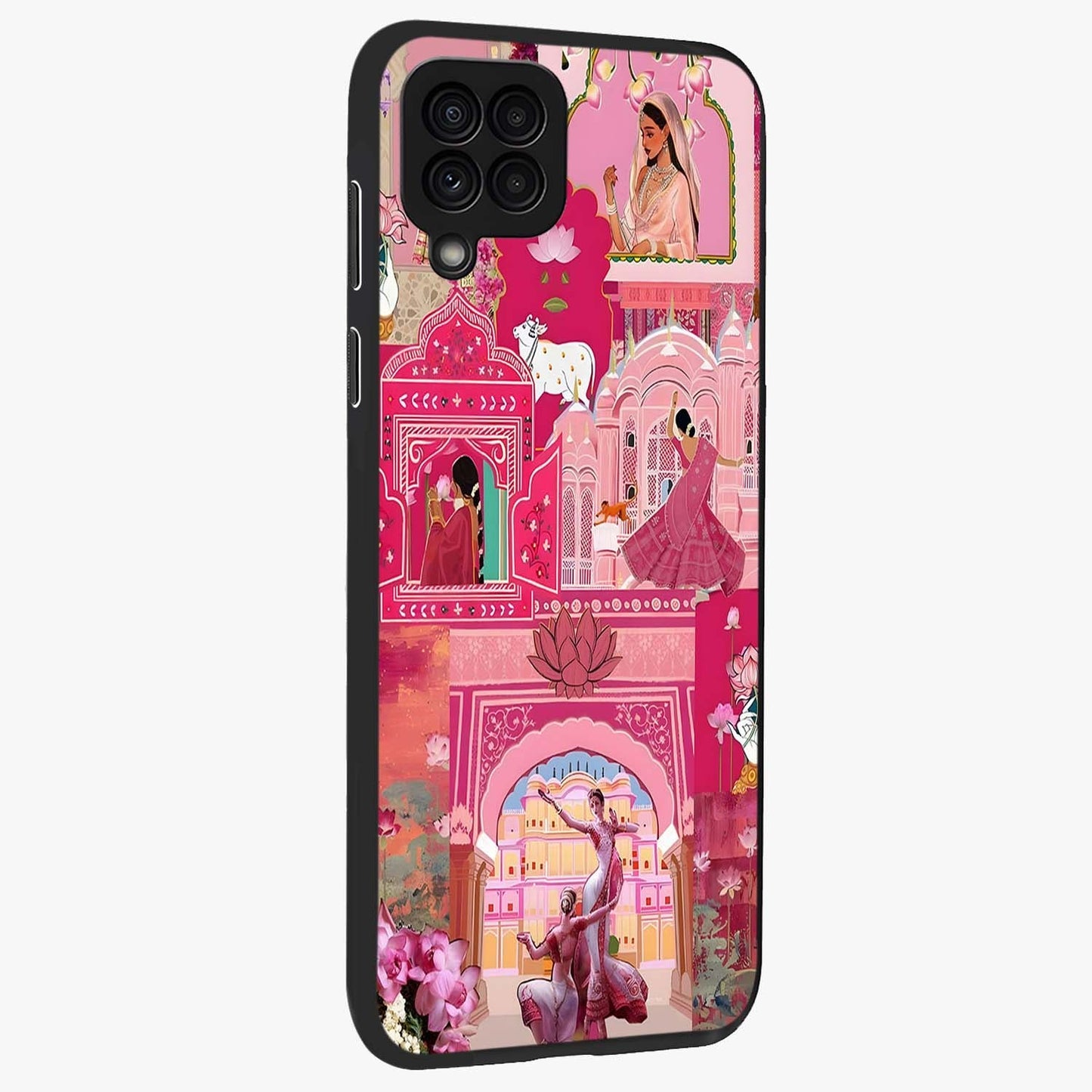 Pink Palace Muse Glass Case upright view showcasing artistic palace artwork with graceful royal theme.