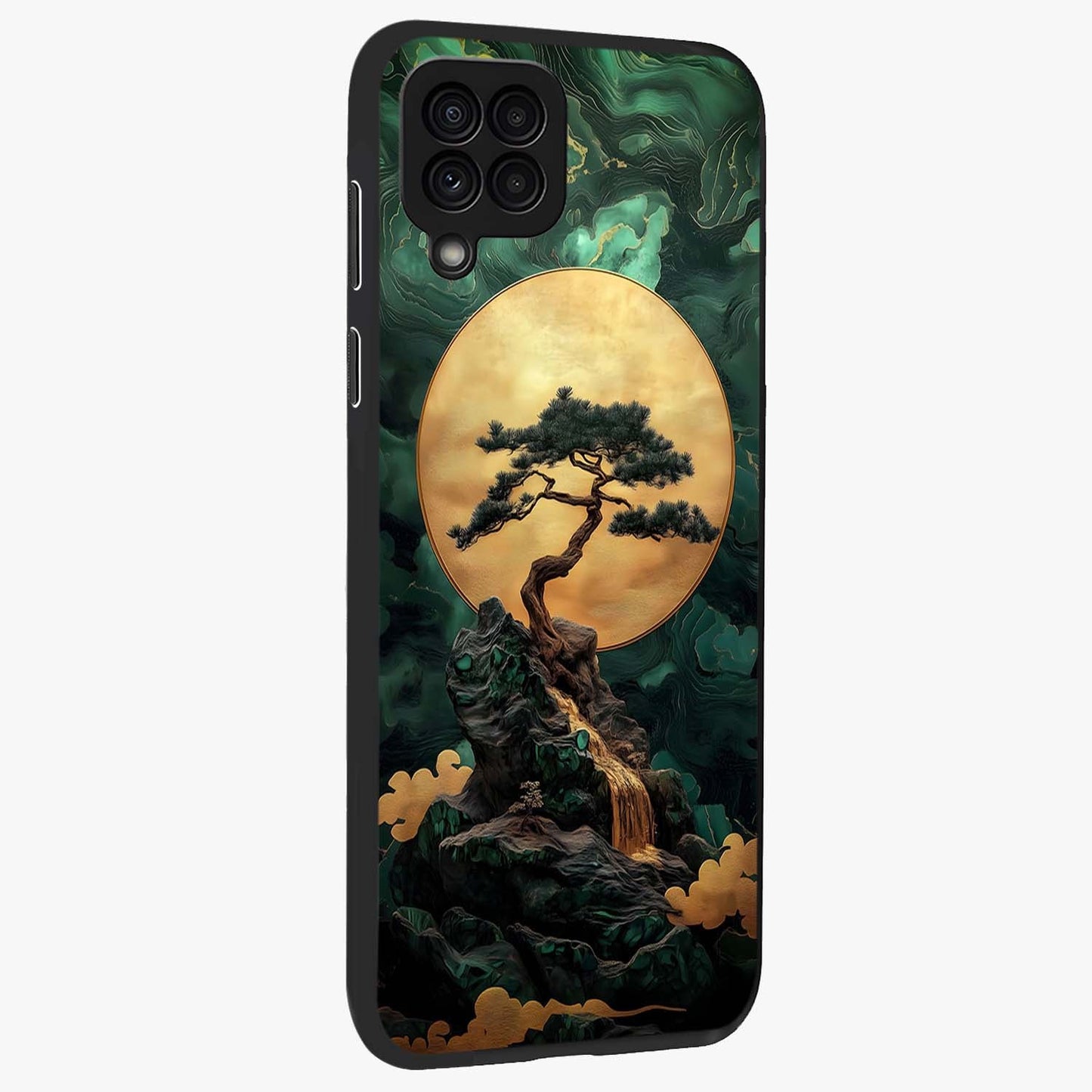 Zen Moon Rise Glass Case upright view showcasing serene moon artwork with tranquil night theme.