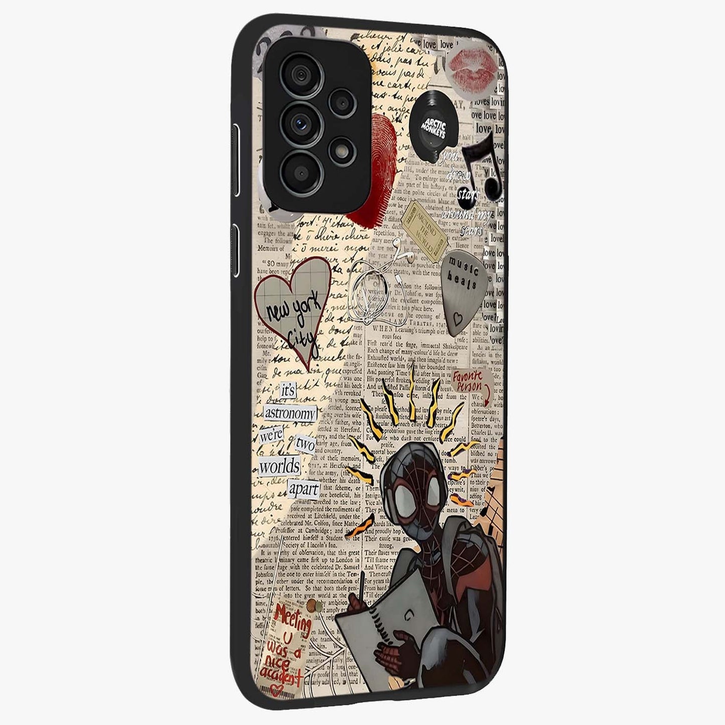 City Dream Sketch Glass Case upright view showcasing urban skyline artwork with stylish hand drawn design.
