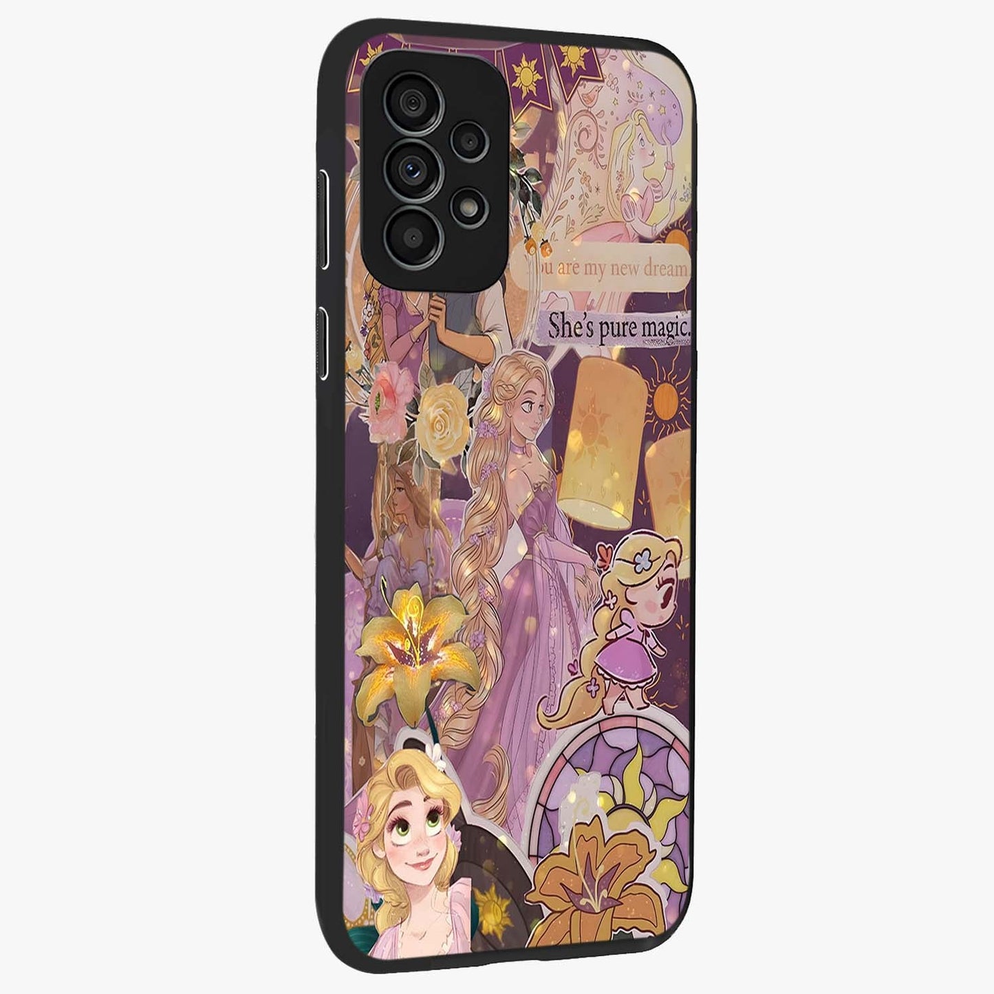 Magical Tangled Dream Glass Case upright view showcasing enchanting artistic artwork with dreamy fantasy theme.