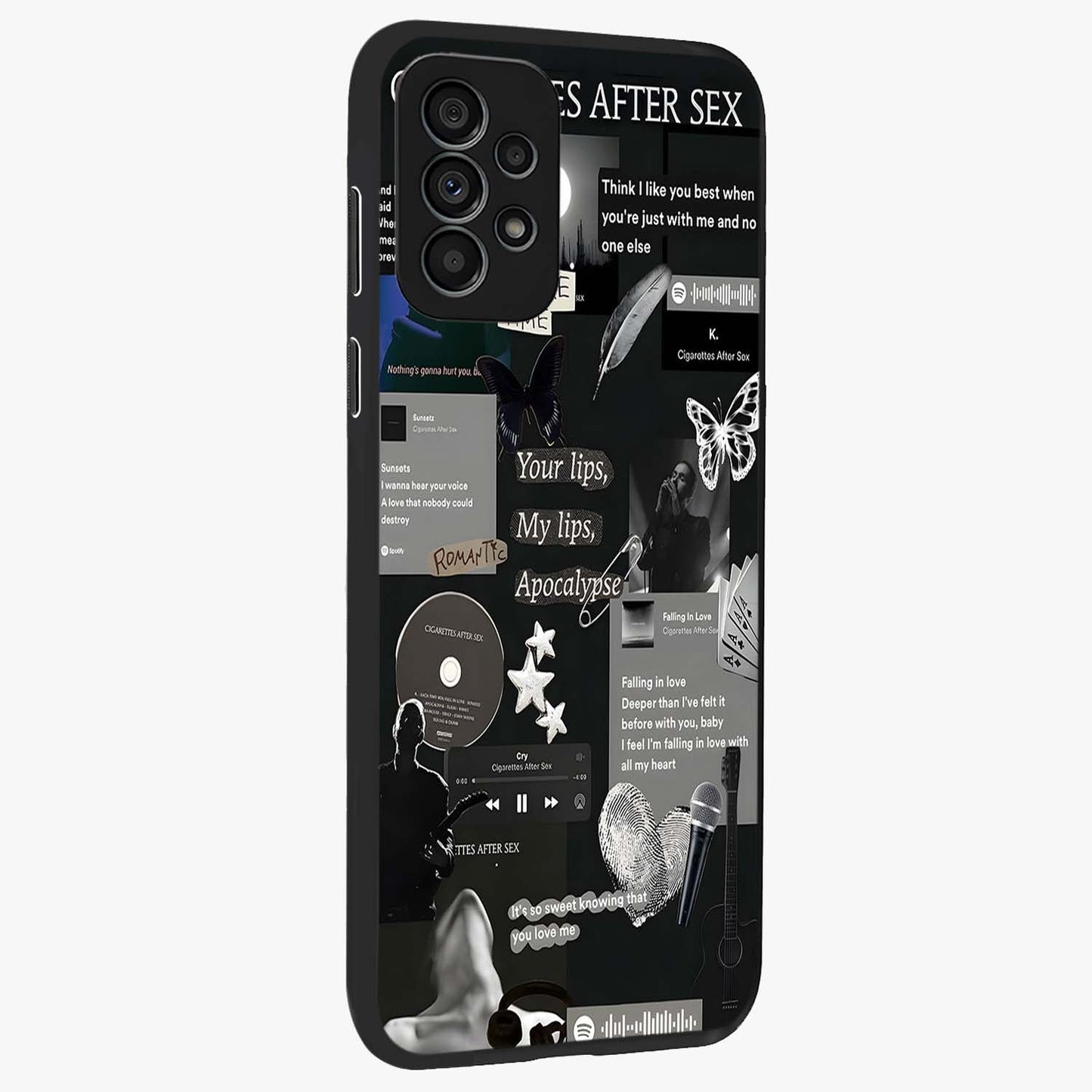Midnight Love Echo Glass Case upright view showcasing expressive romantic artwork with dreamy midnight theme.