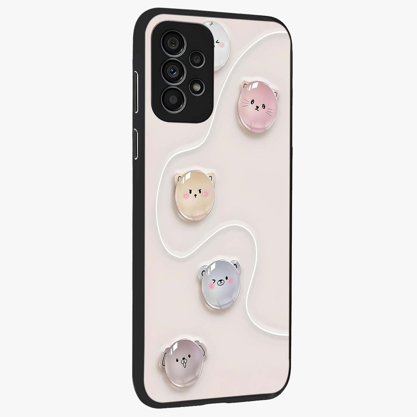 Puffy Face Parade Glass Case upright view showcasing adorable character artwork with cheerful animated theme.